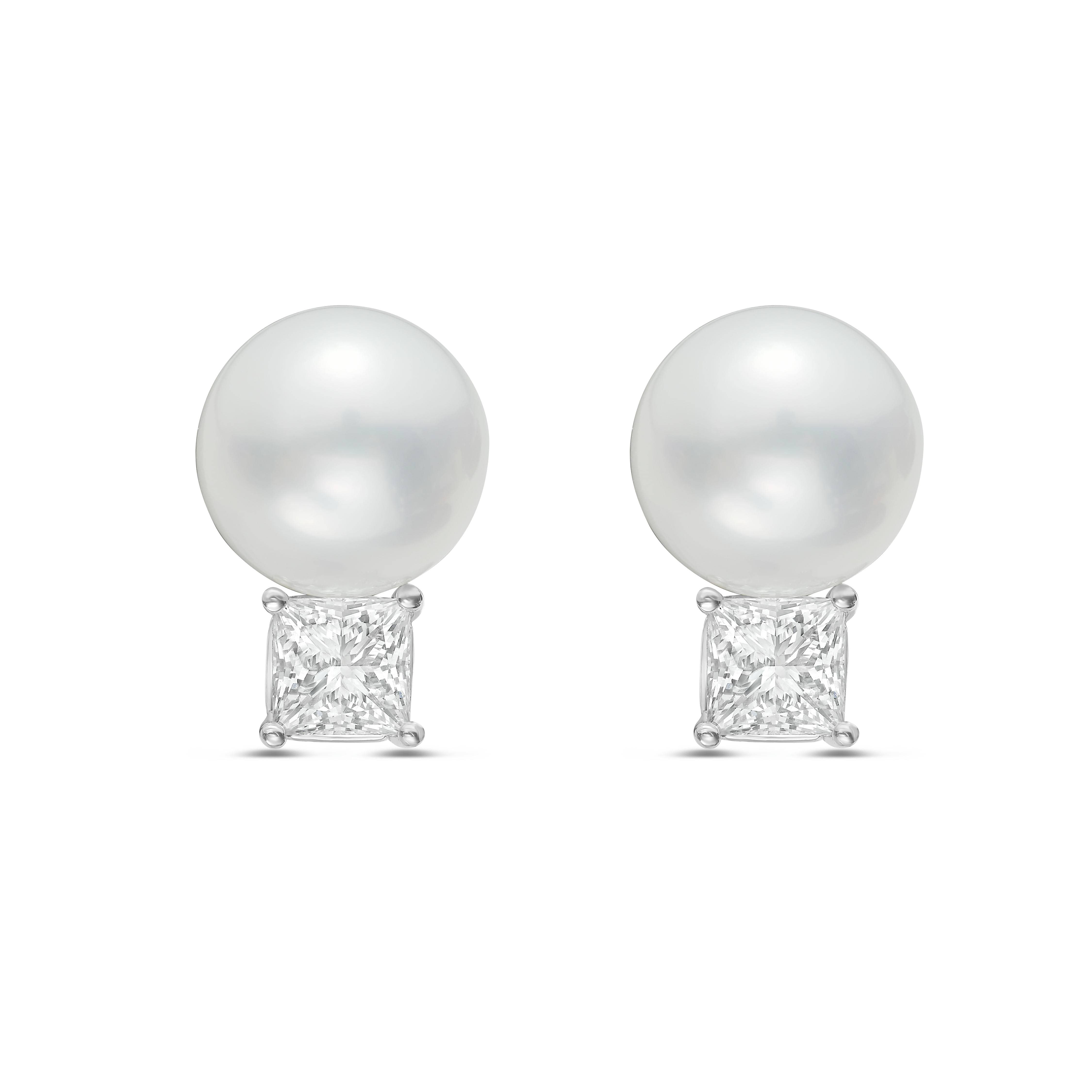 Lab Grown Diamond and Pearl Drop Earrings
