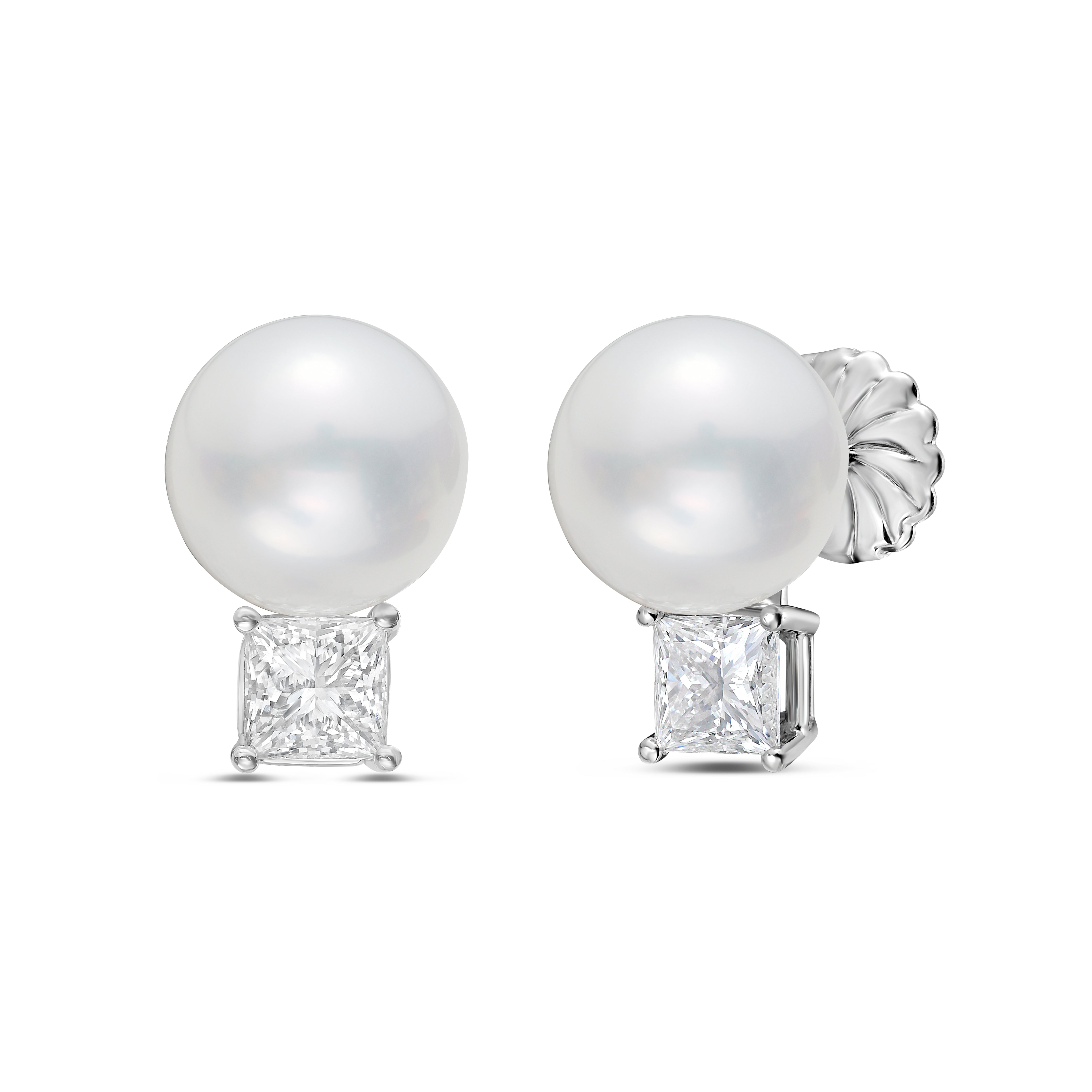 Lab Grown Diamond and Pearl Drop Earrings
