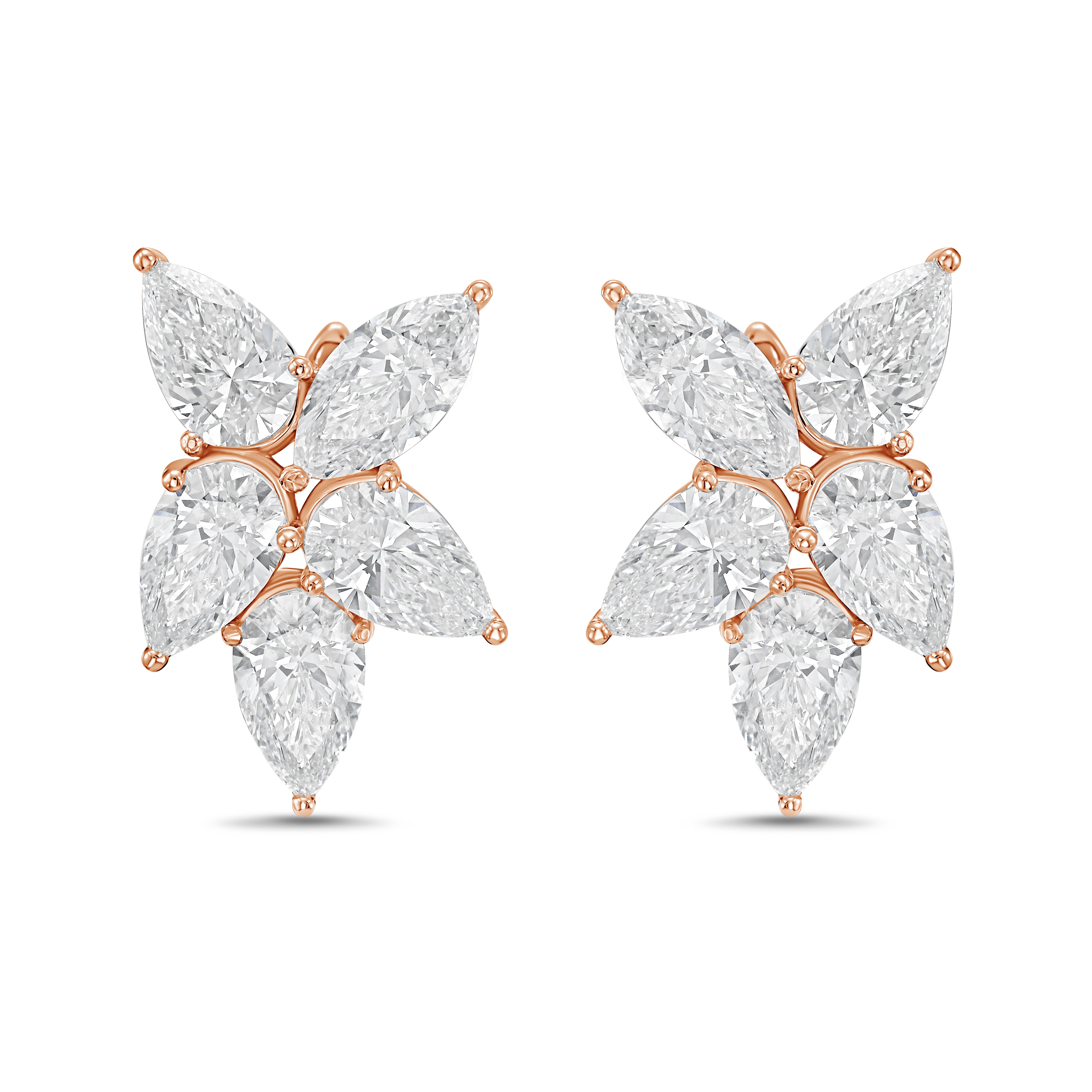 Lab Grown Multi Shaped Diamond Cluster Earrings