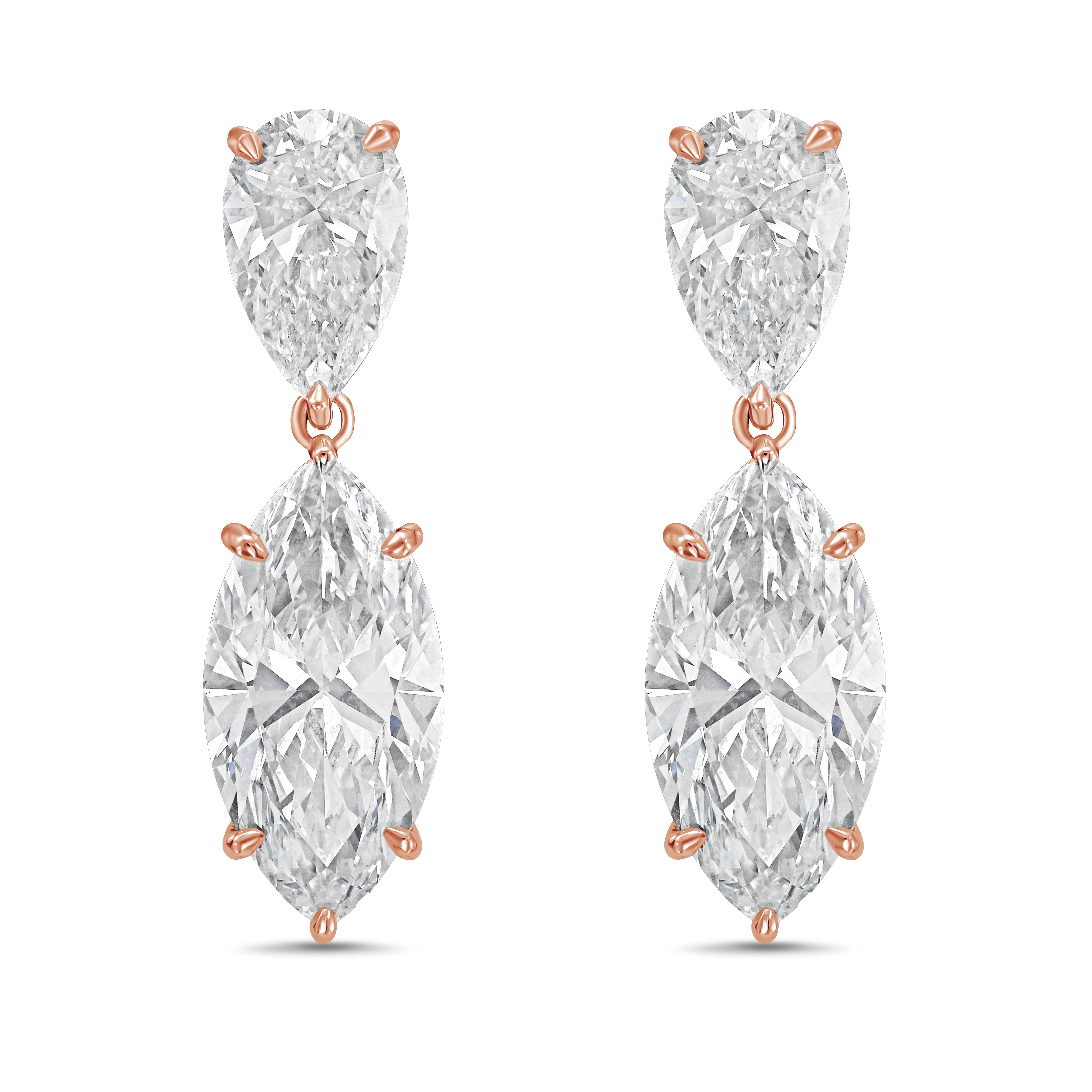 Lab Grown Pear And Marquise Drop Earrings
