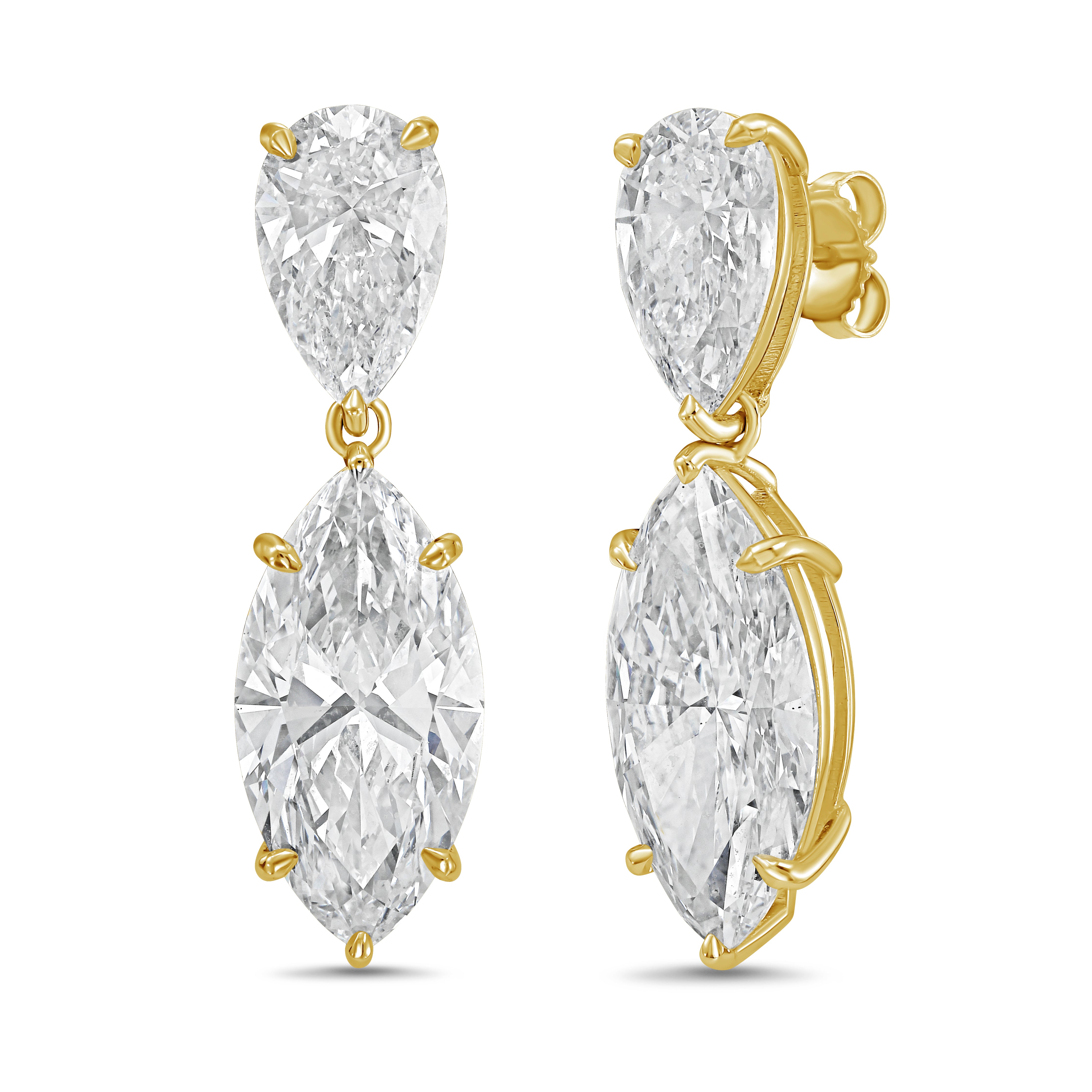Lab Grown Pear And Marquise Drop Earrings