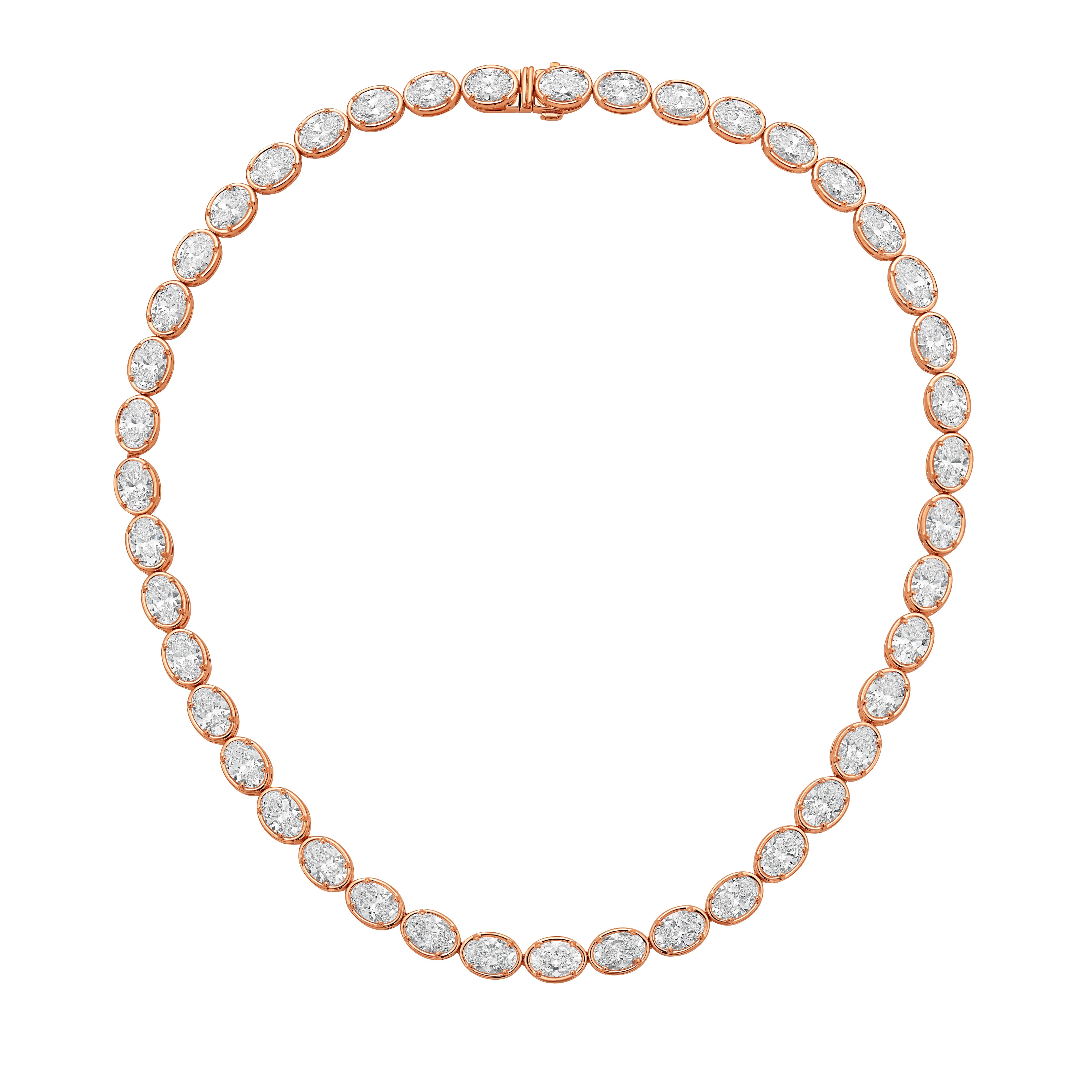 Lab Grown East-West Oval Bezel Tennis Necklace