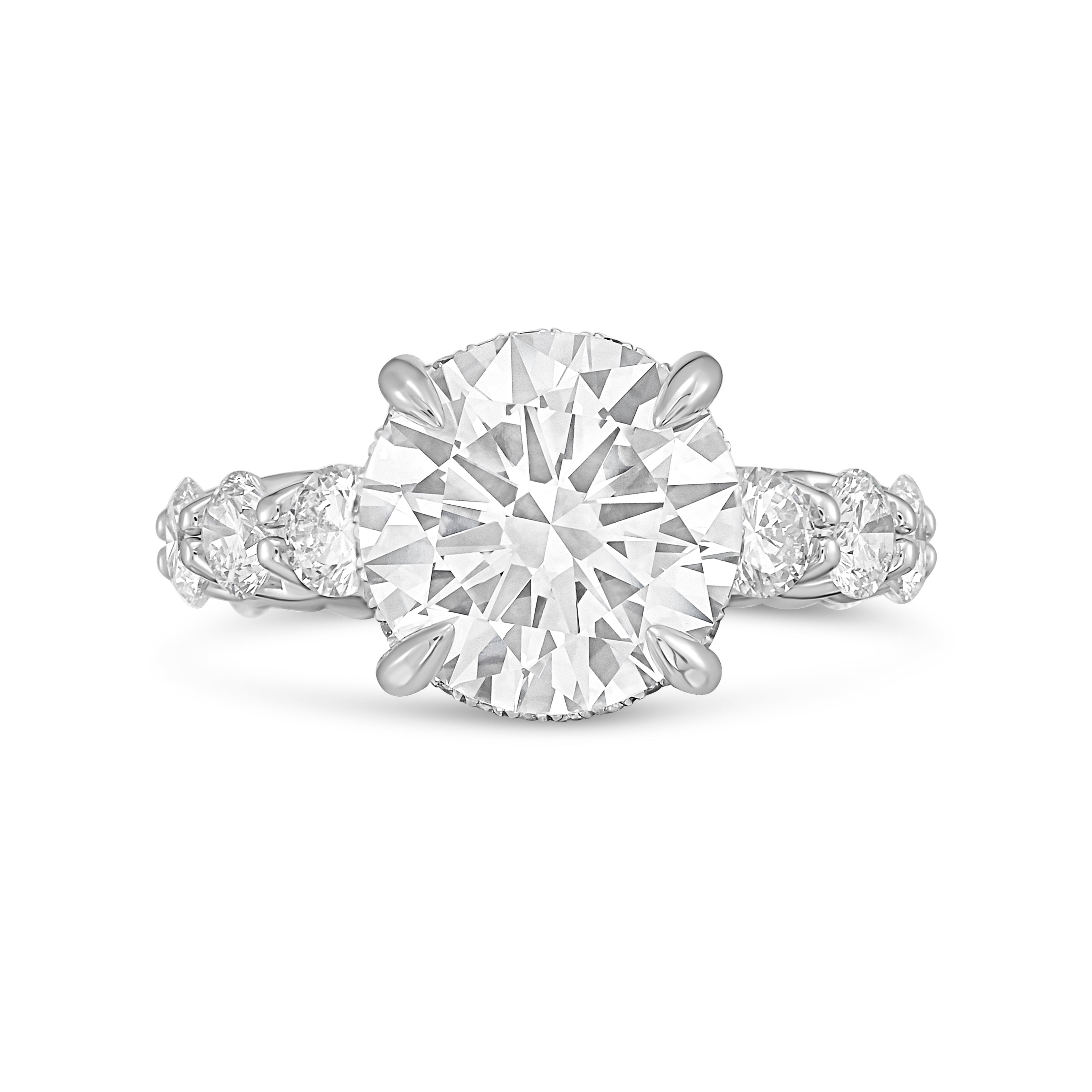 Lab Grown Round Diamond Halo Ring with Accents