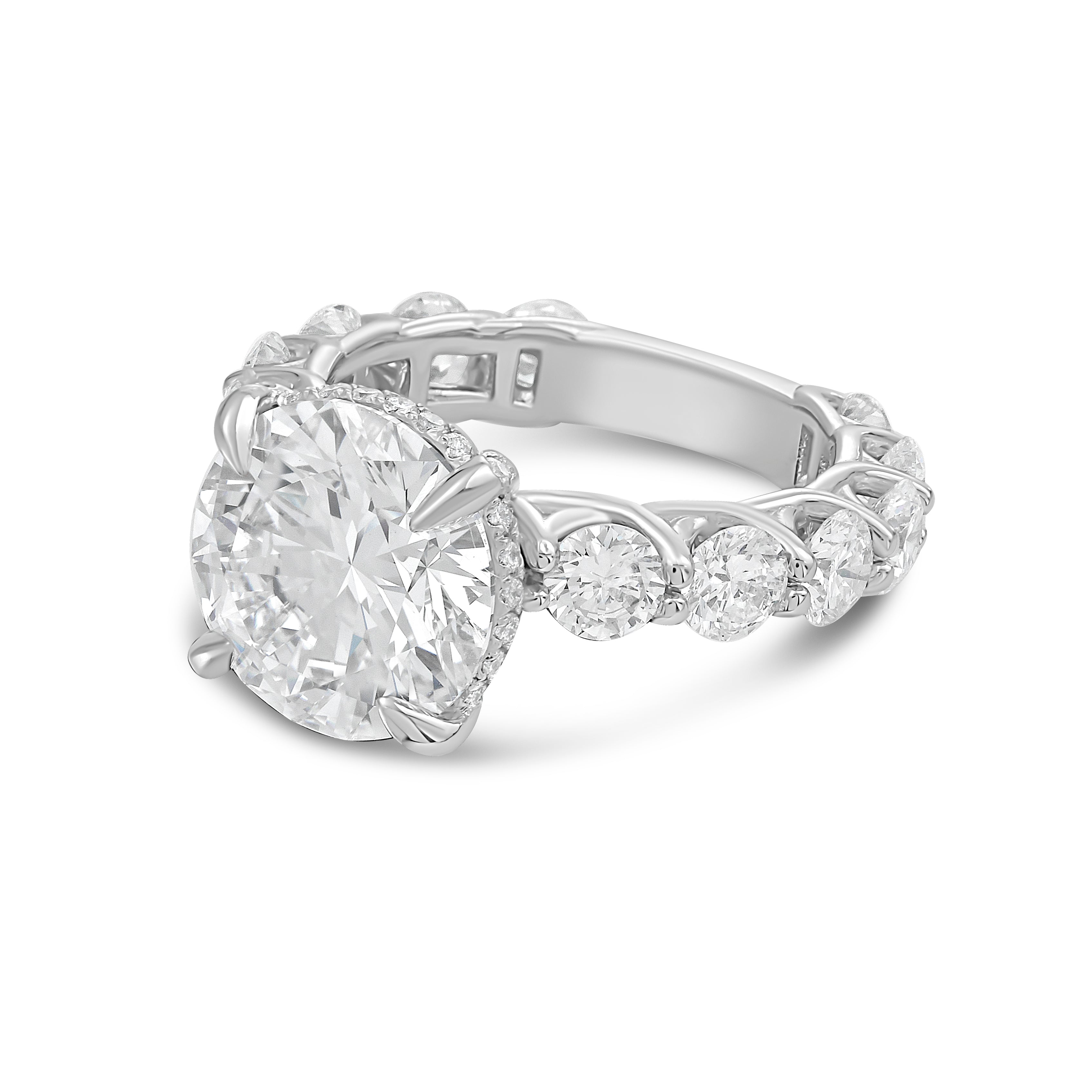 Lab Grown Round Diamond Halo Ring with Accents