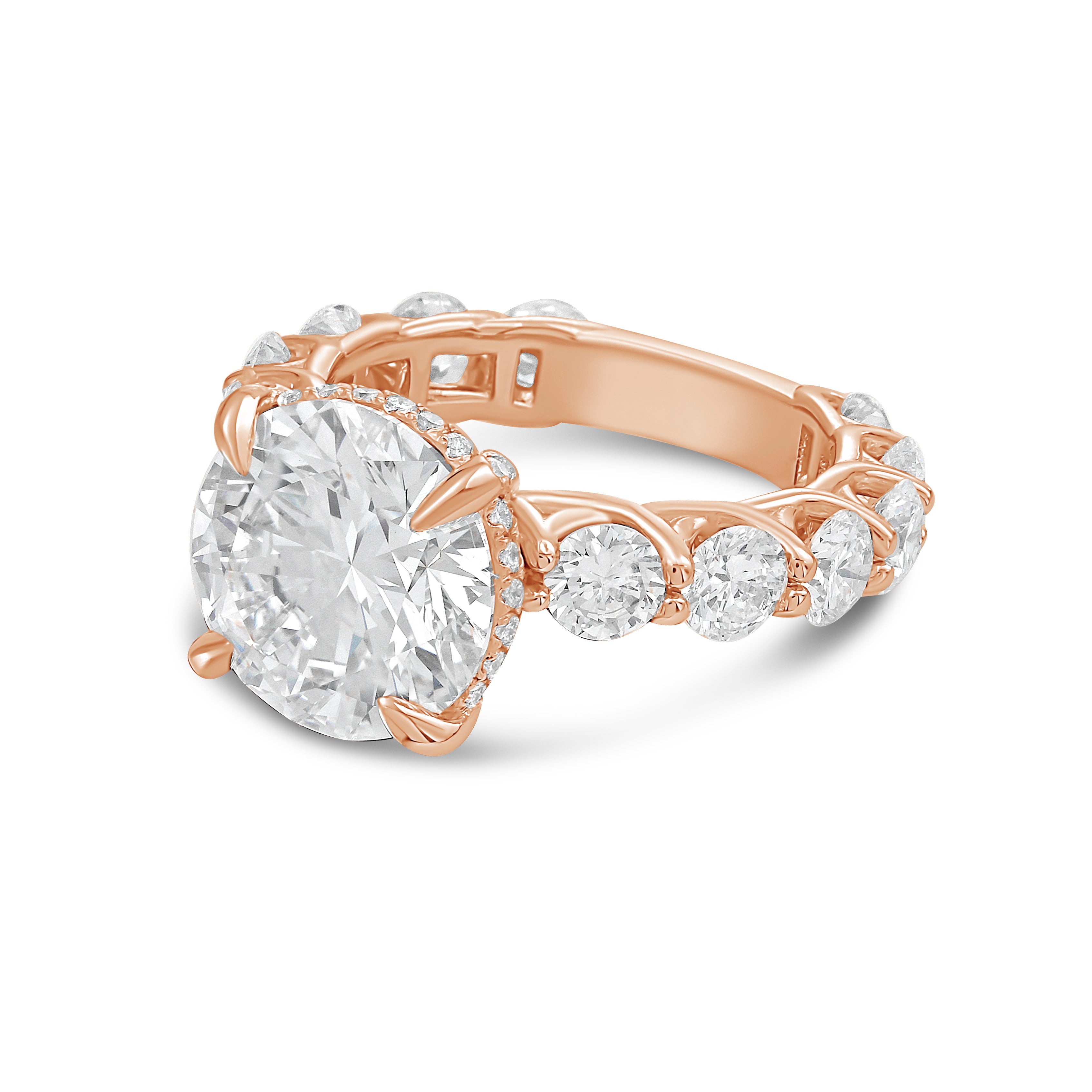 Lab Grown Round Diamond Halo Ring with Accents