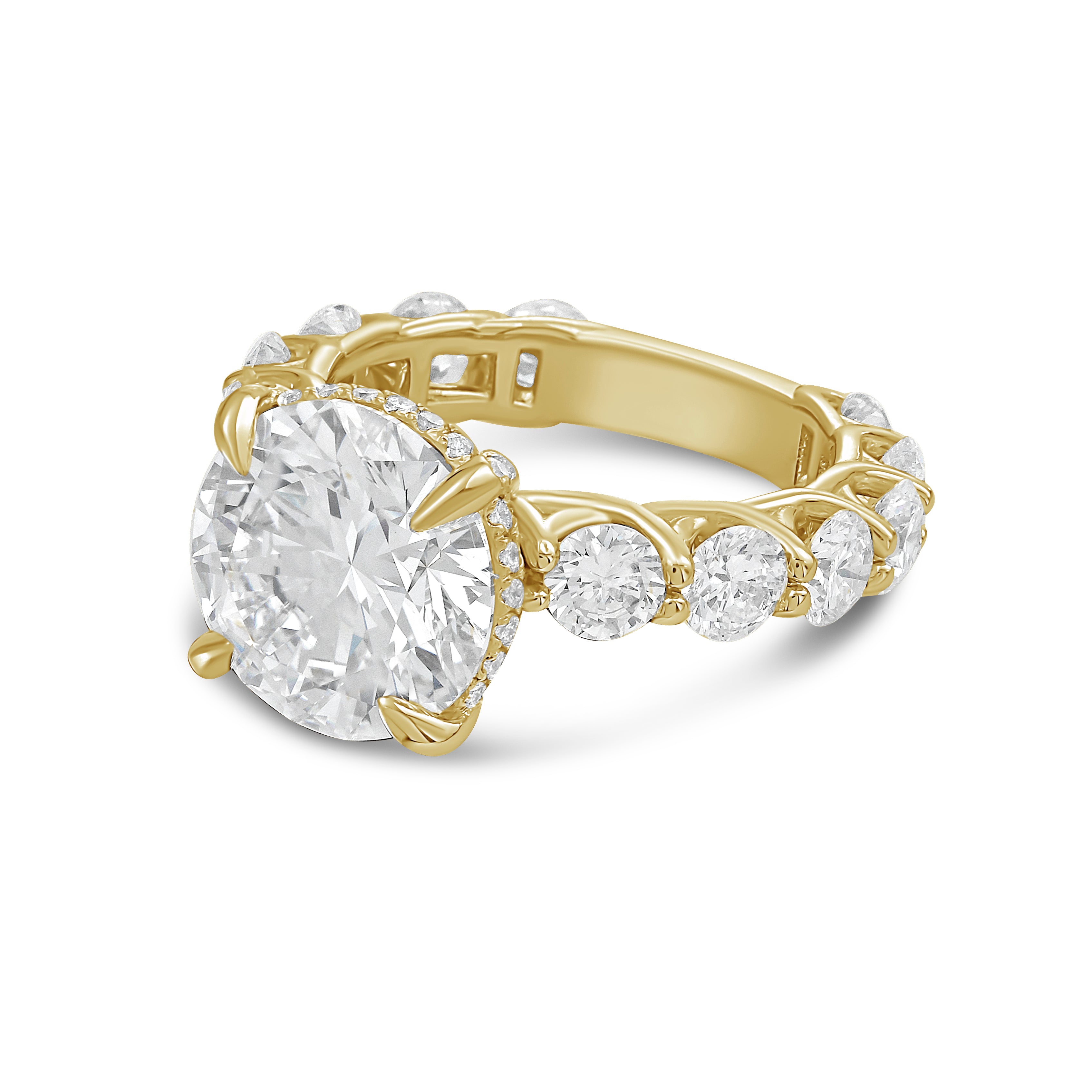 Lab Grown Round Diamond Halo Ring with Accents