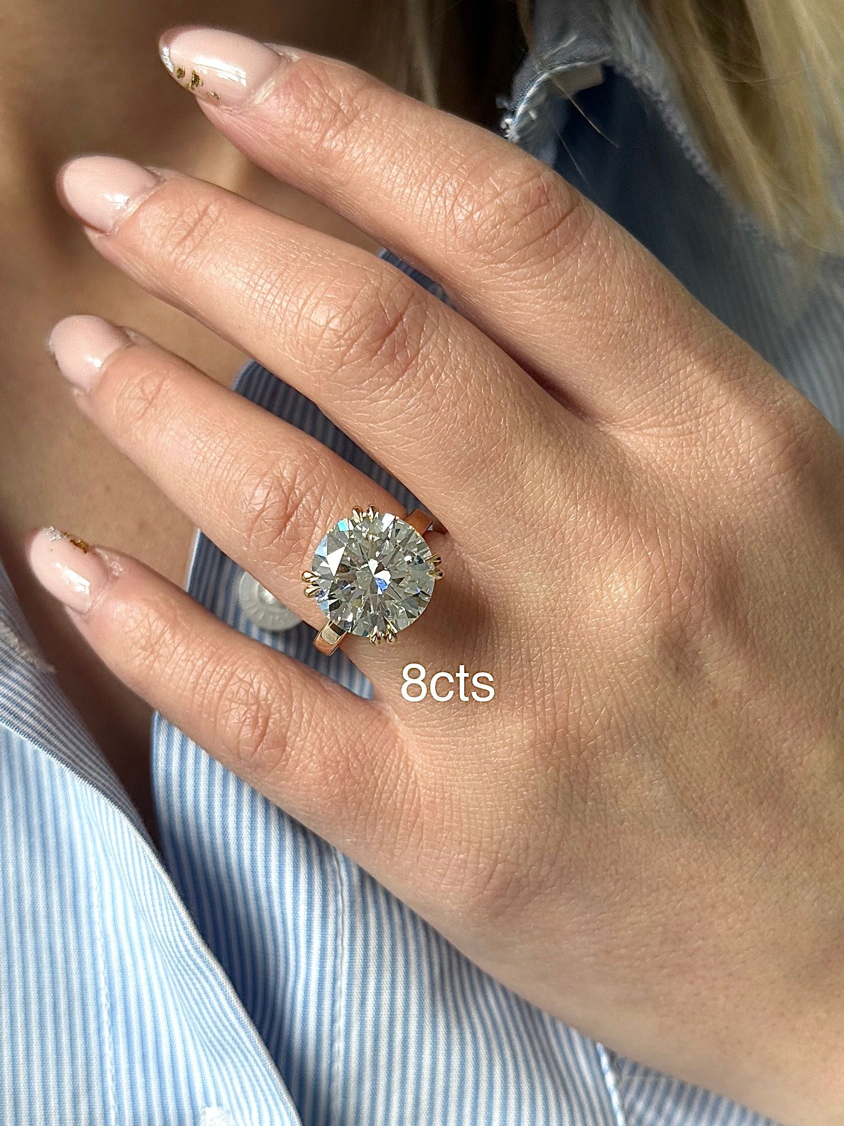 Lab Grown Round Split Claw Engagement Ring