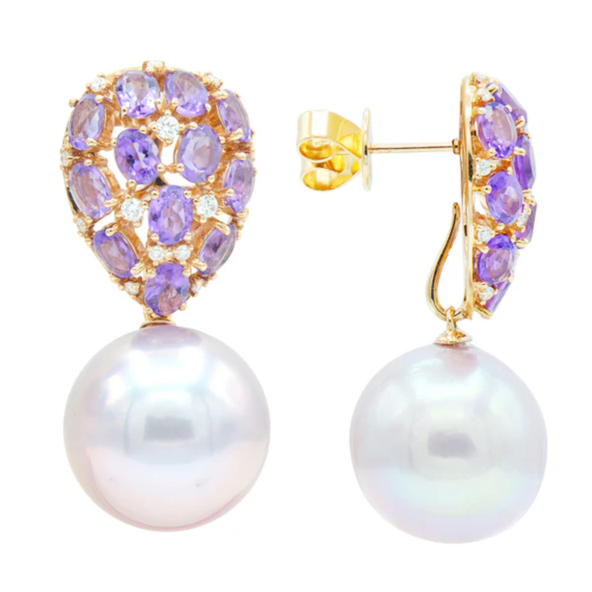 Pearl Amethyst Drop Earrings