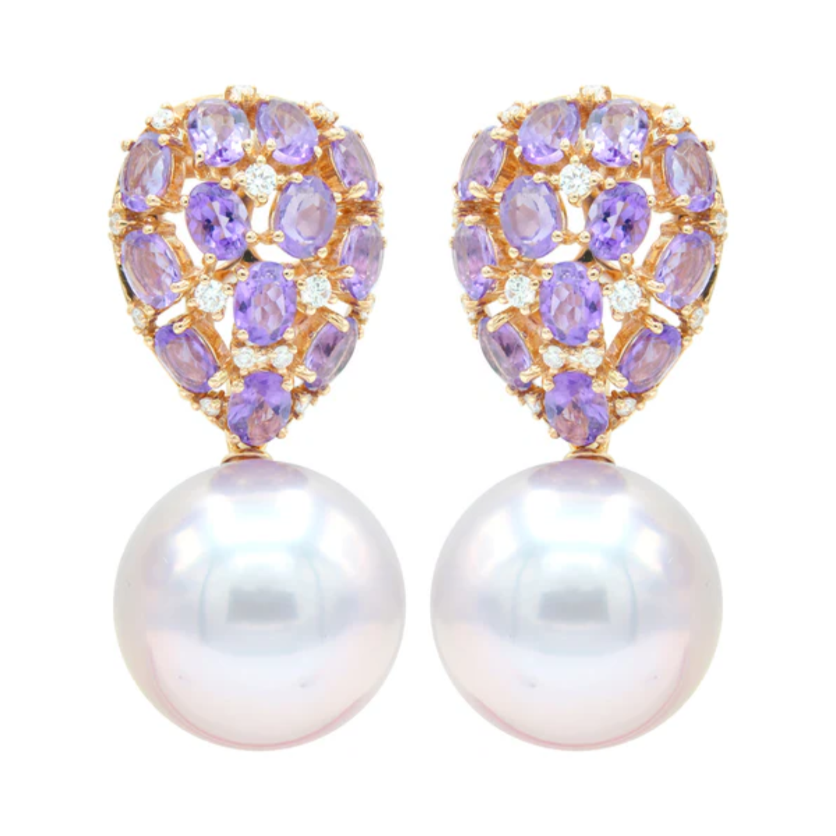 Pearl Amethyst Drop Earrings