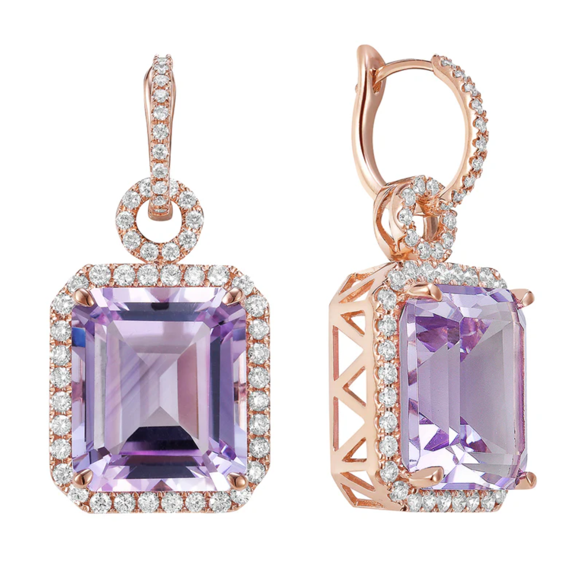 Rose De France Amethyst Drop Earrings