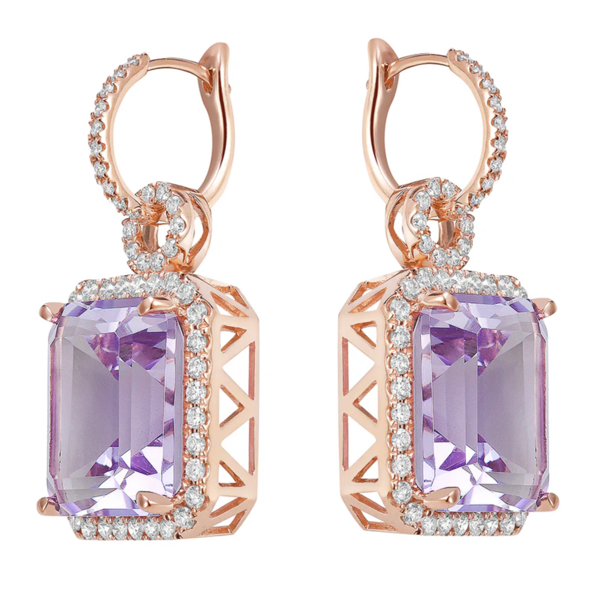 Rose De France Amethyst Drop Earrings