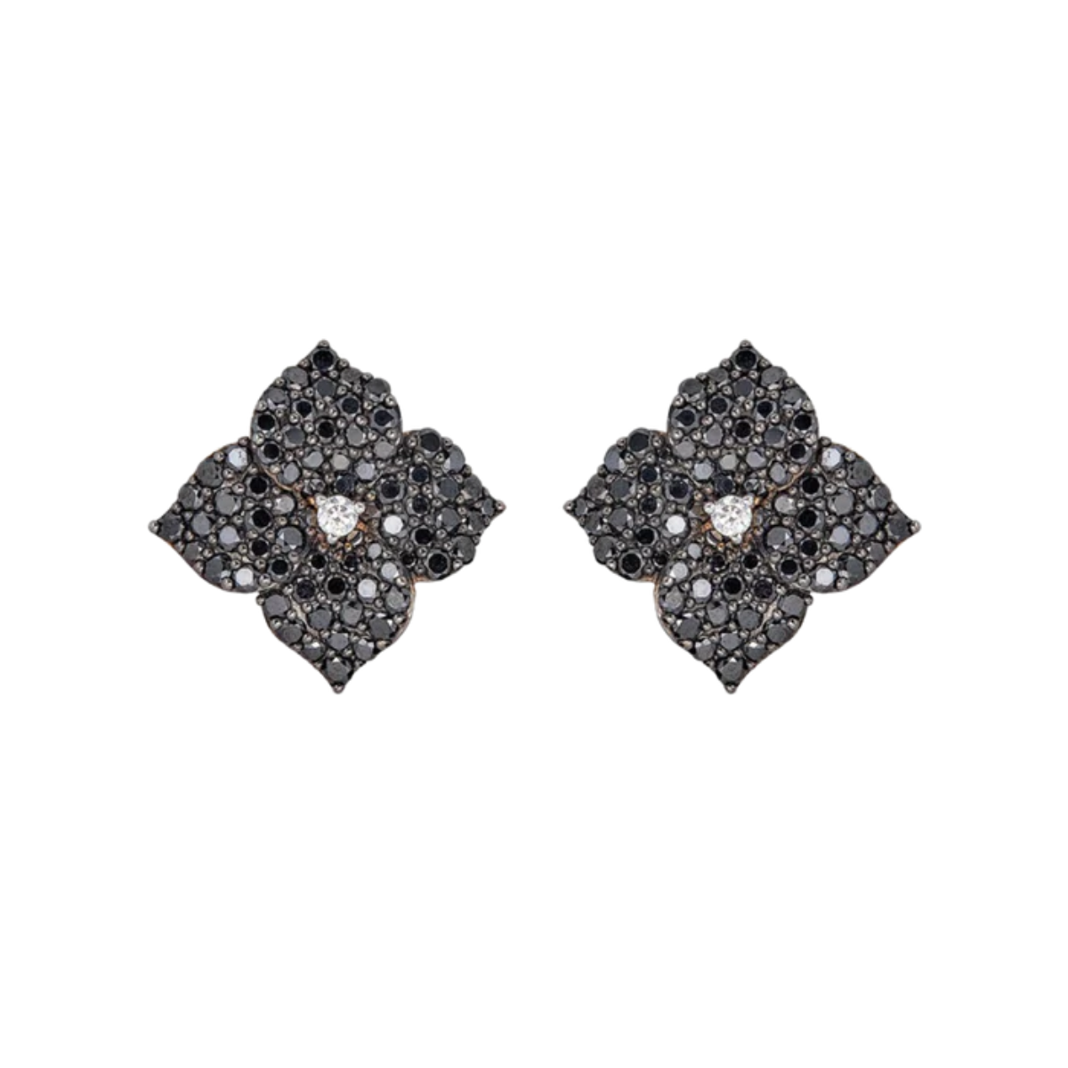 Small Black Diamond Fleur Earring