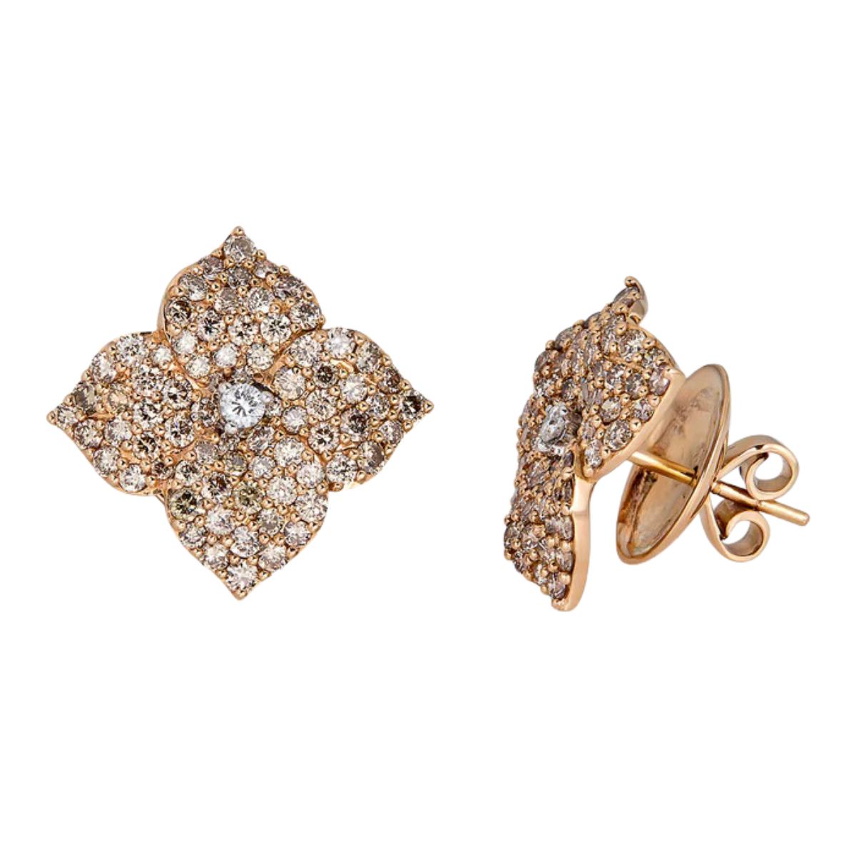 Small Champagne Diamond Fleur Earring