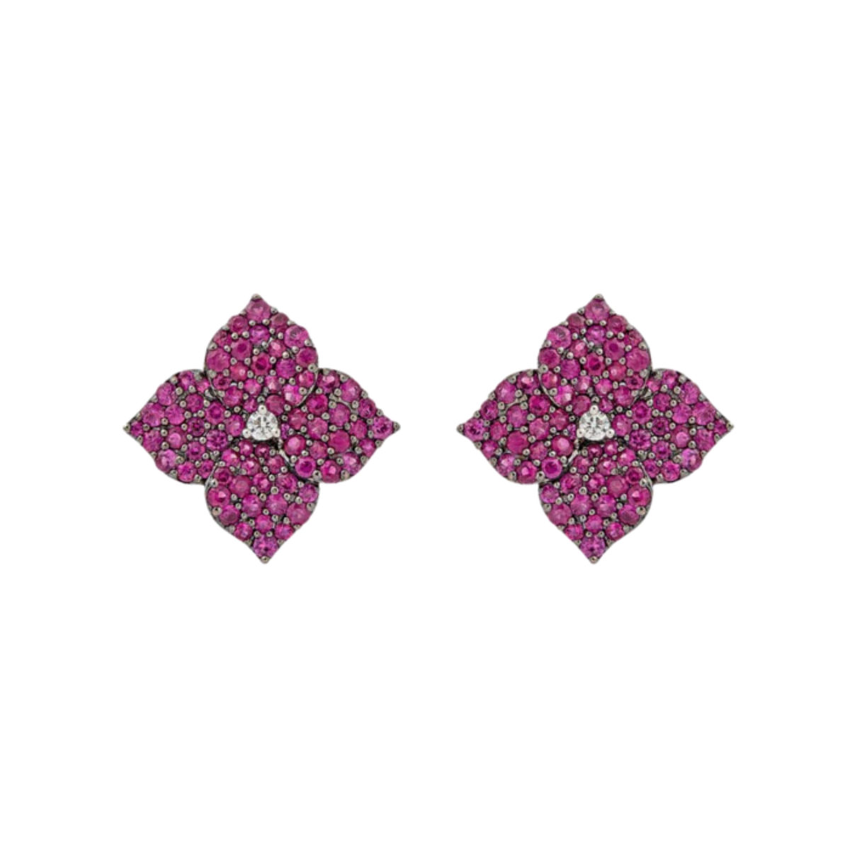 Small Deep Pink Sapphire Fleur Earring