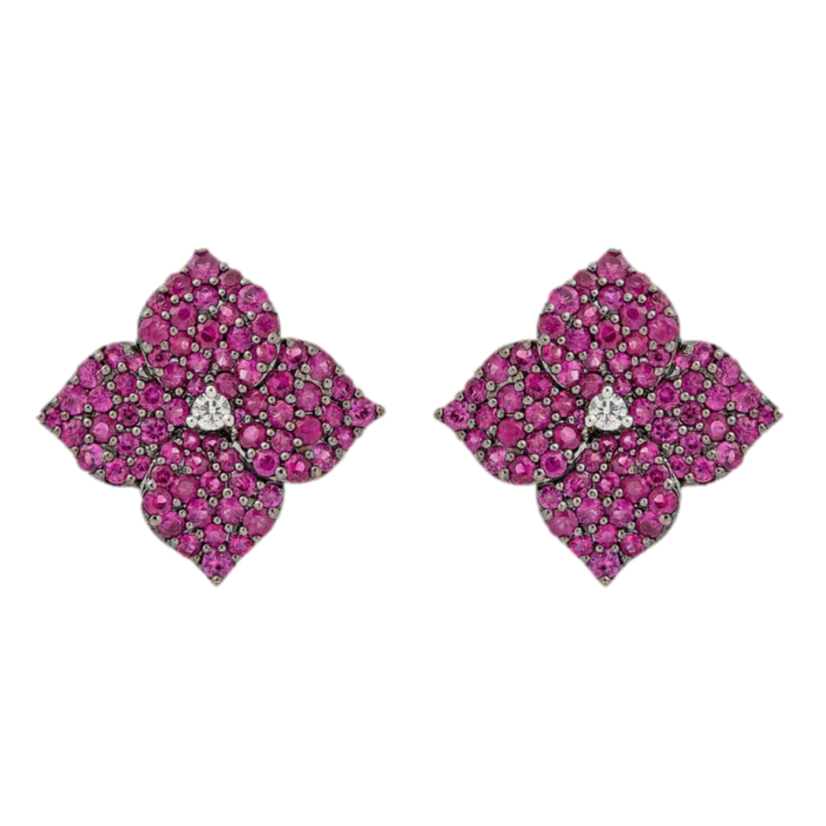 Large Deep Pink Sapphire Fleur Earring