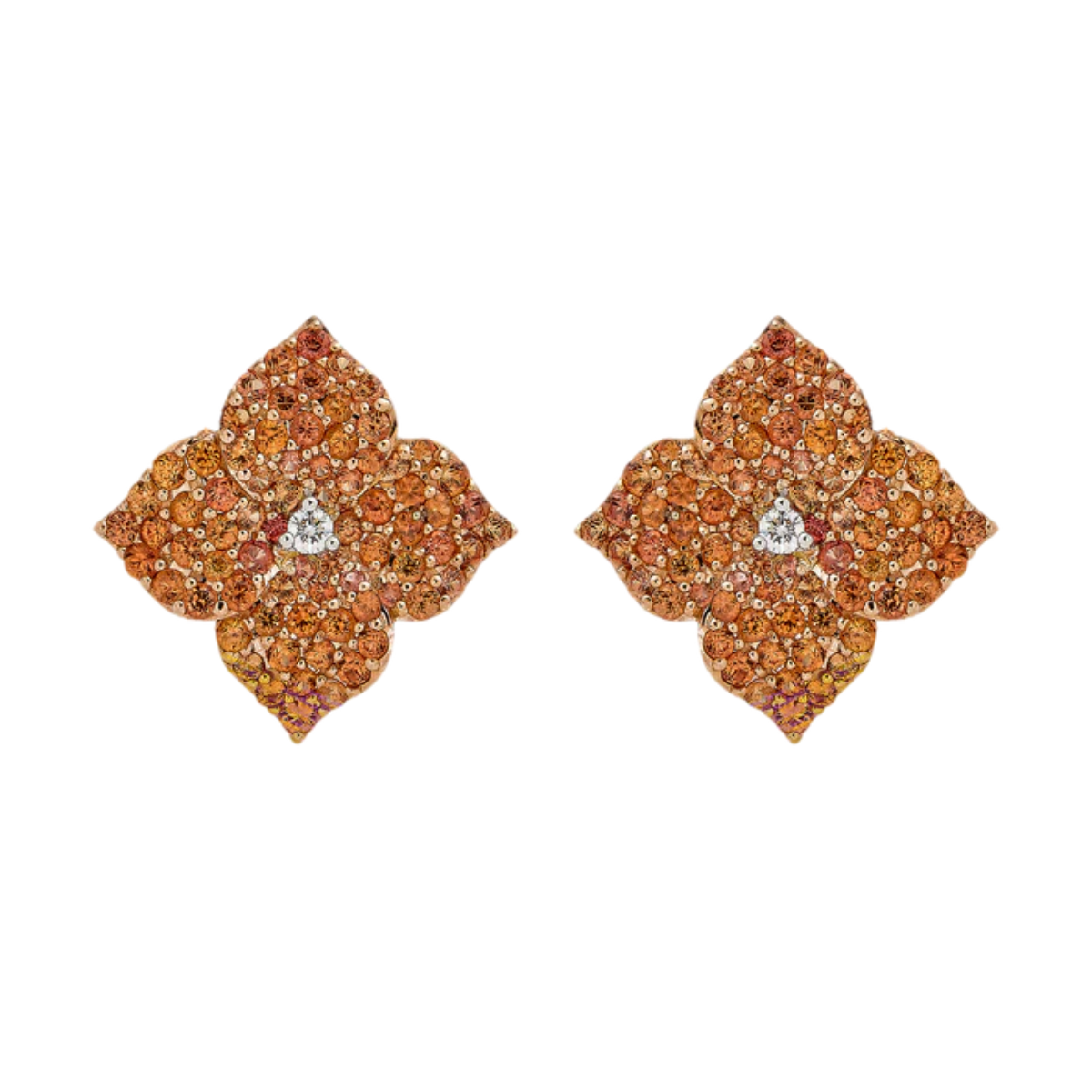 Large Orange Sapphire Fleur Earring