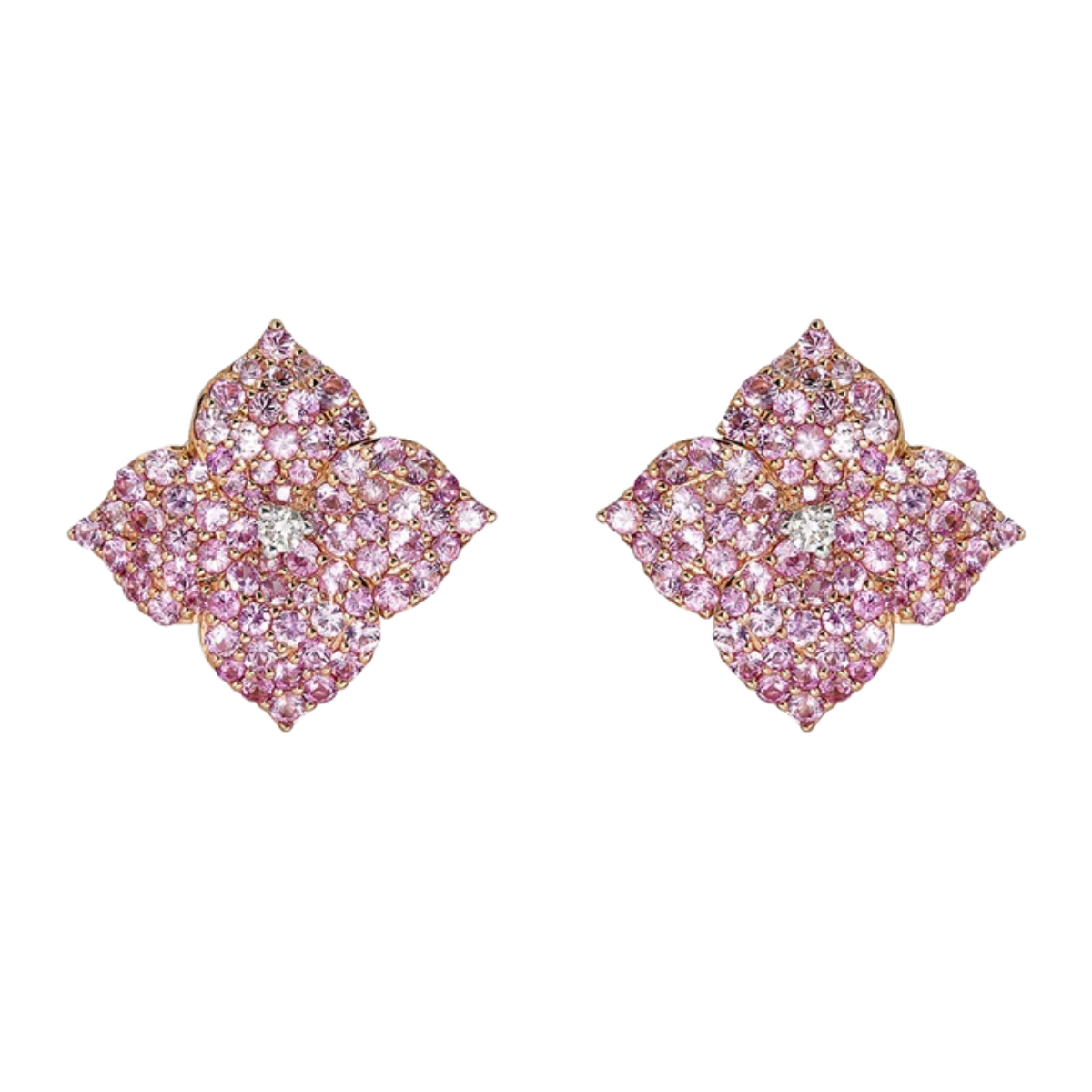 Large Pink Sapphire Fleur Earring