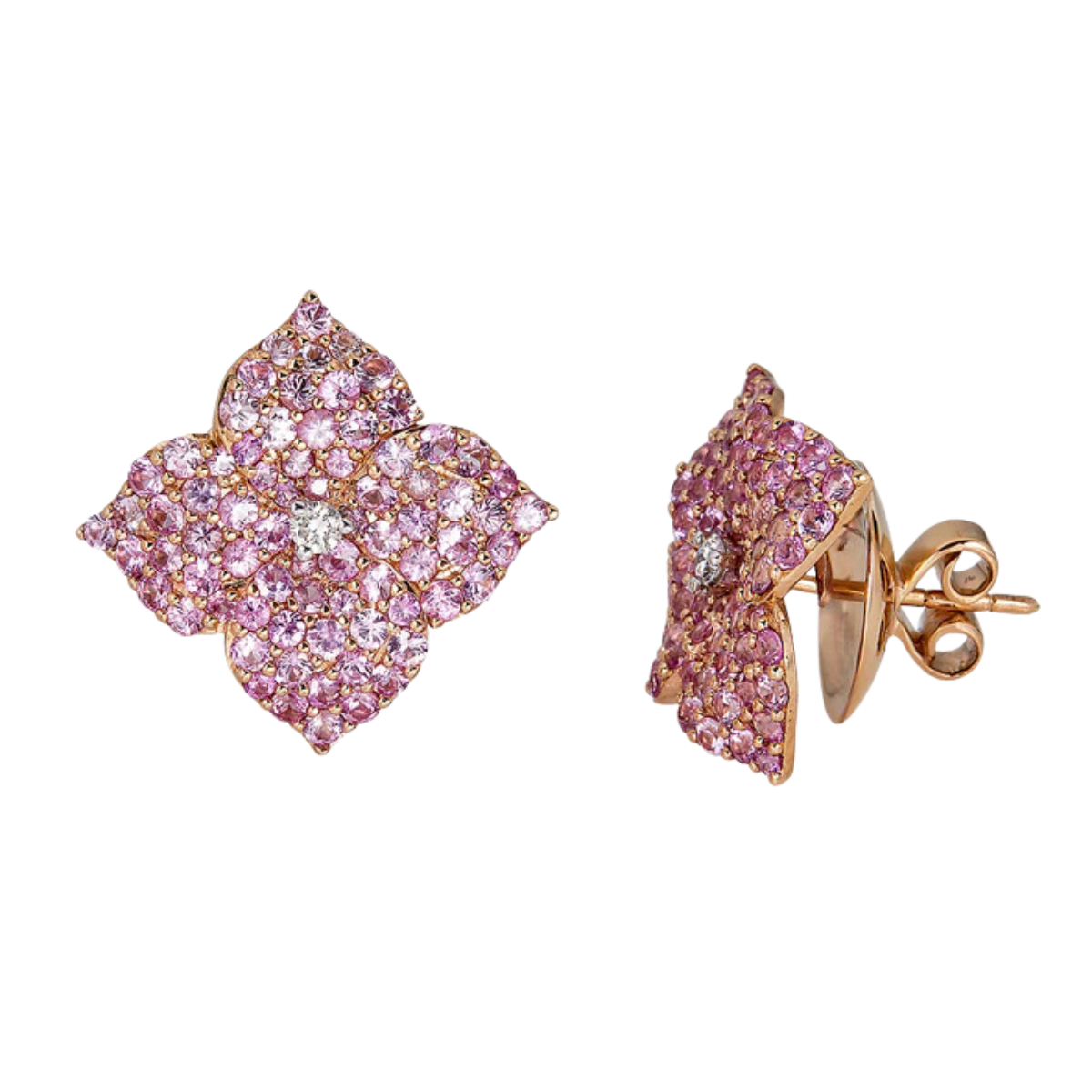 Large Pink Sapphire Fleur Earring