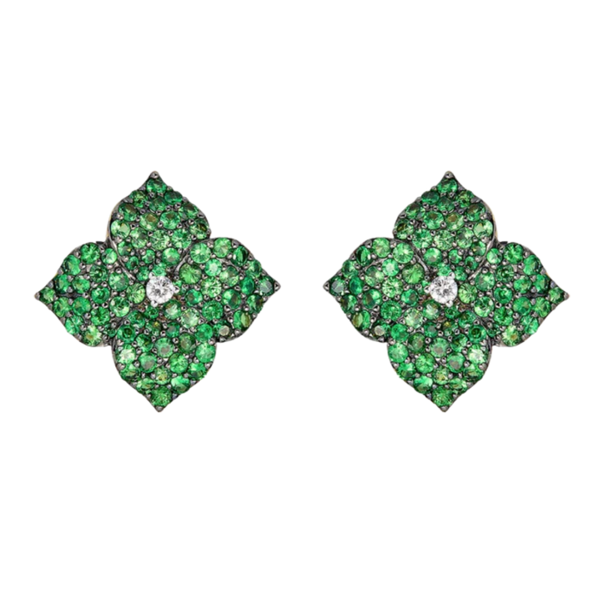 Large Green Tsavorite Fleur Earring