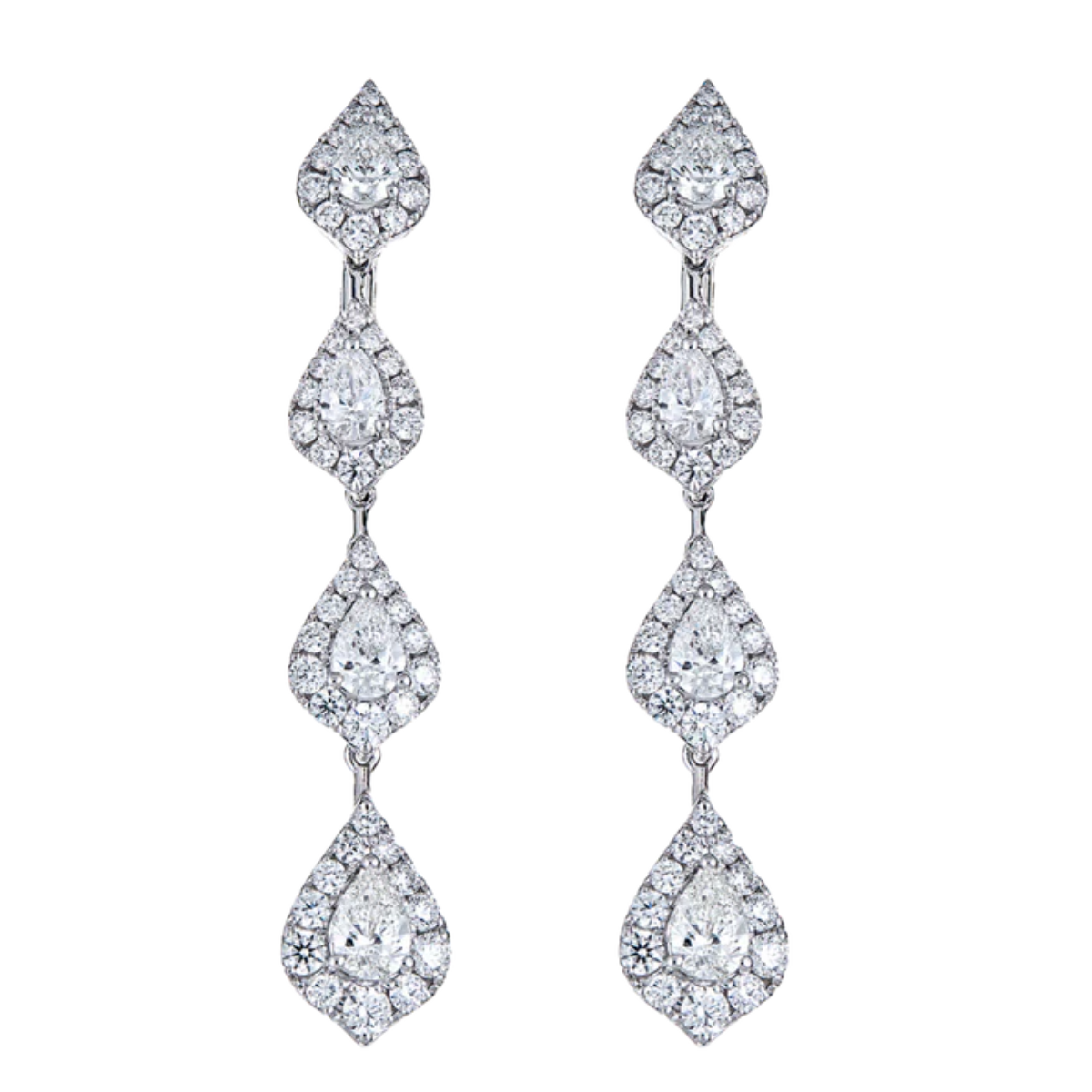 Diamond Halo Pear Drop Earring