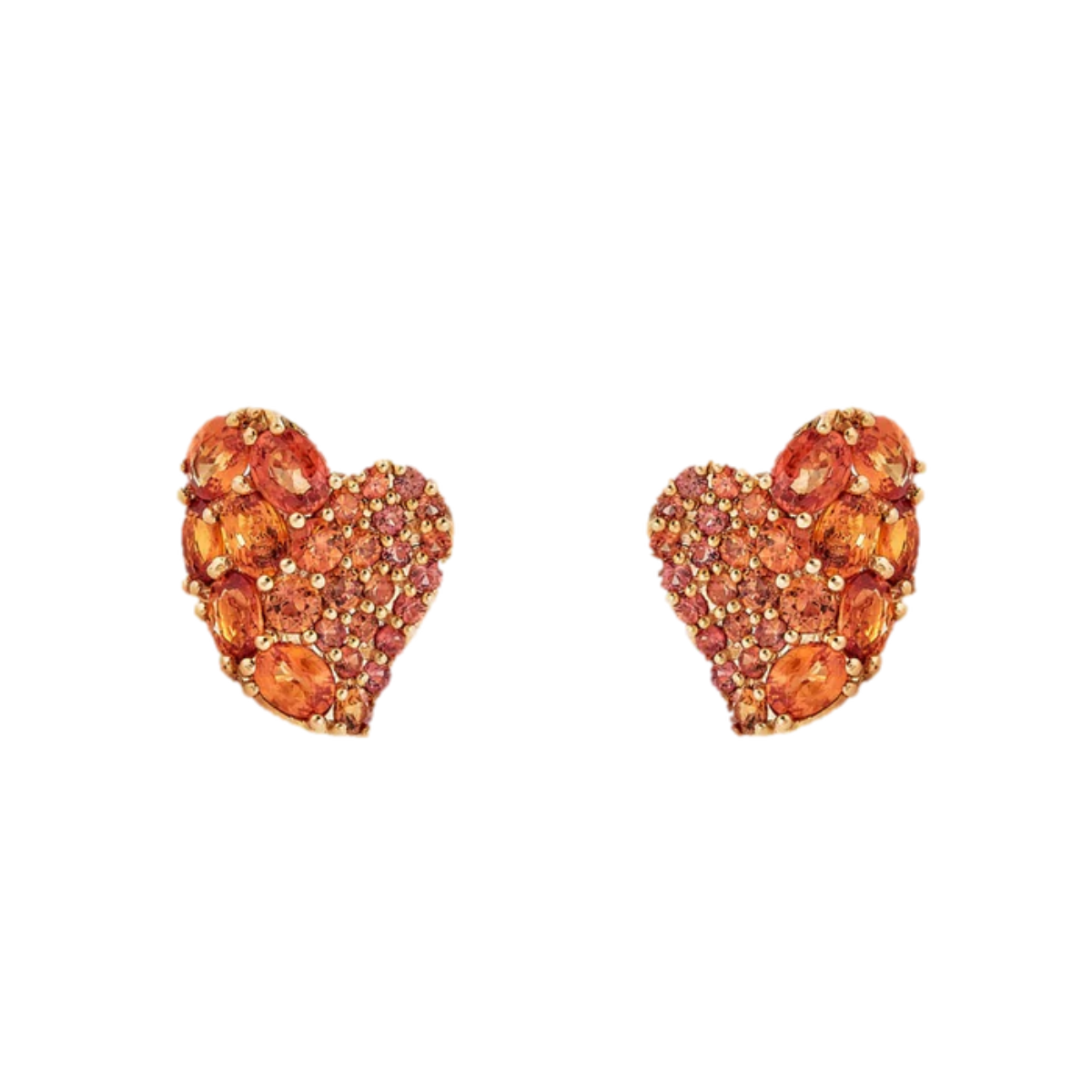 Small Orange Sapphire Wave Heart Earrings