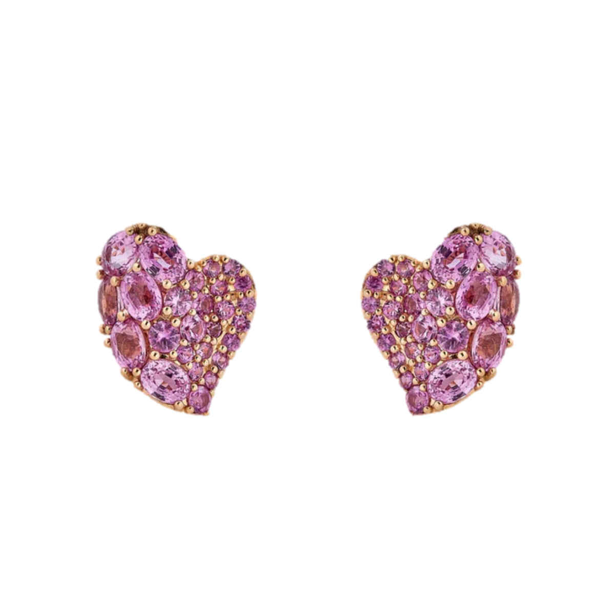 Small Pink Sapphire Wave Heart Earrings