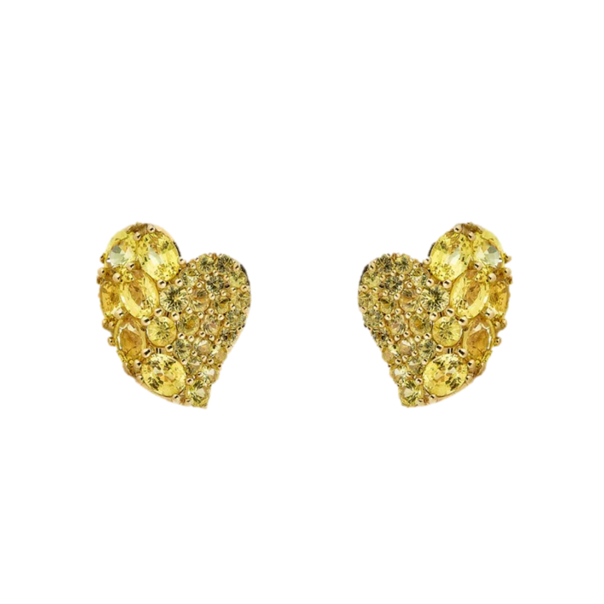 Small Yellow Sapphire Wave Heart Earrings