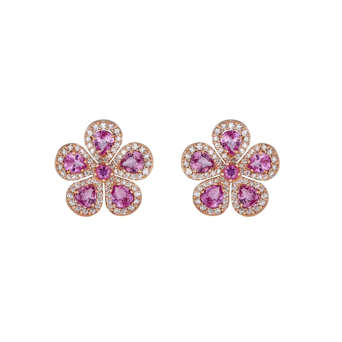 pink stud earrings sterling silver