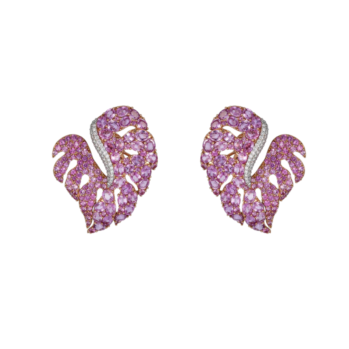 Pink Sapphire Leaf Earring