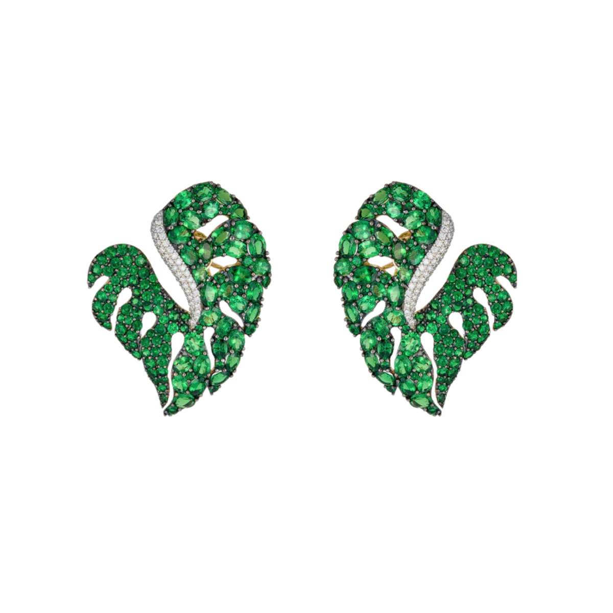 green earrings gold