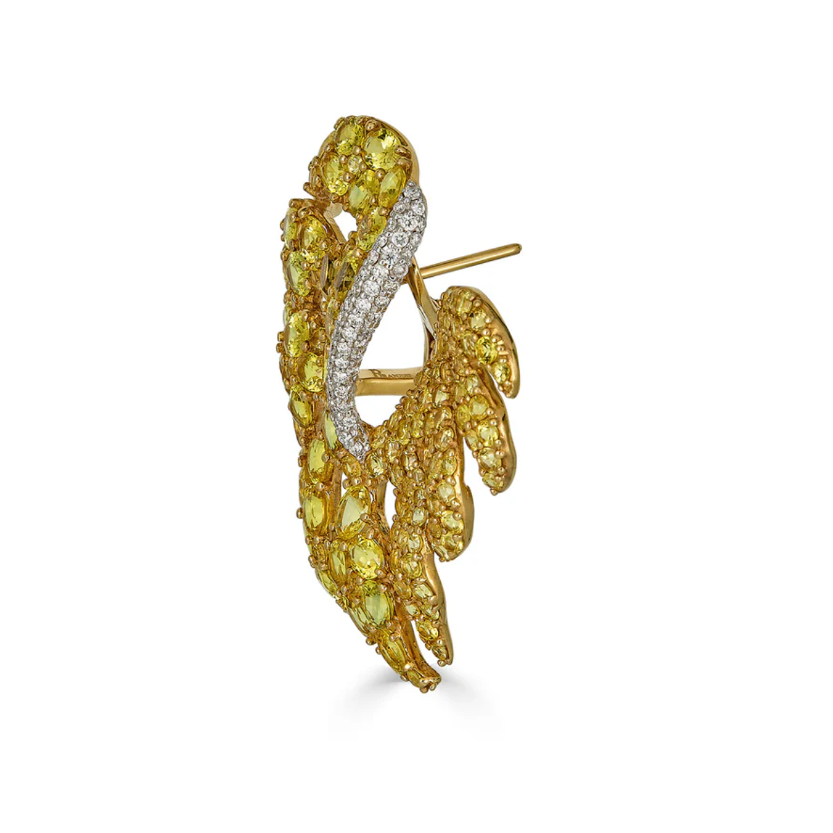 Yellow Sapphire Leaf Earring