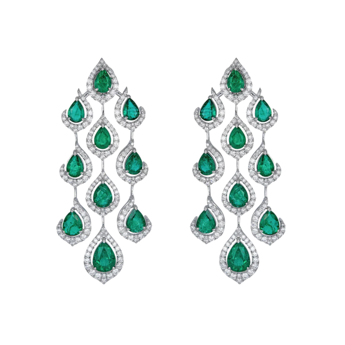 Diamond and Emerald Triple Drop Earring