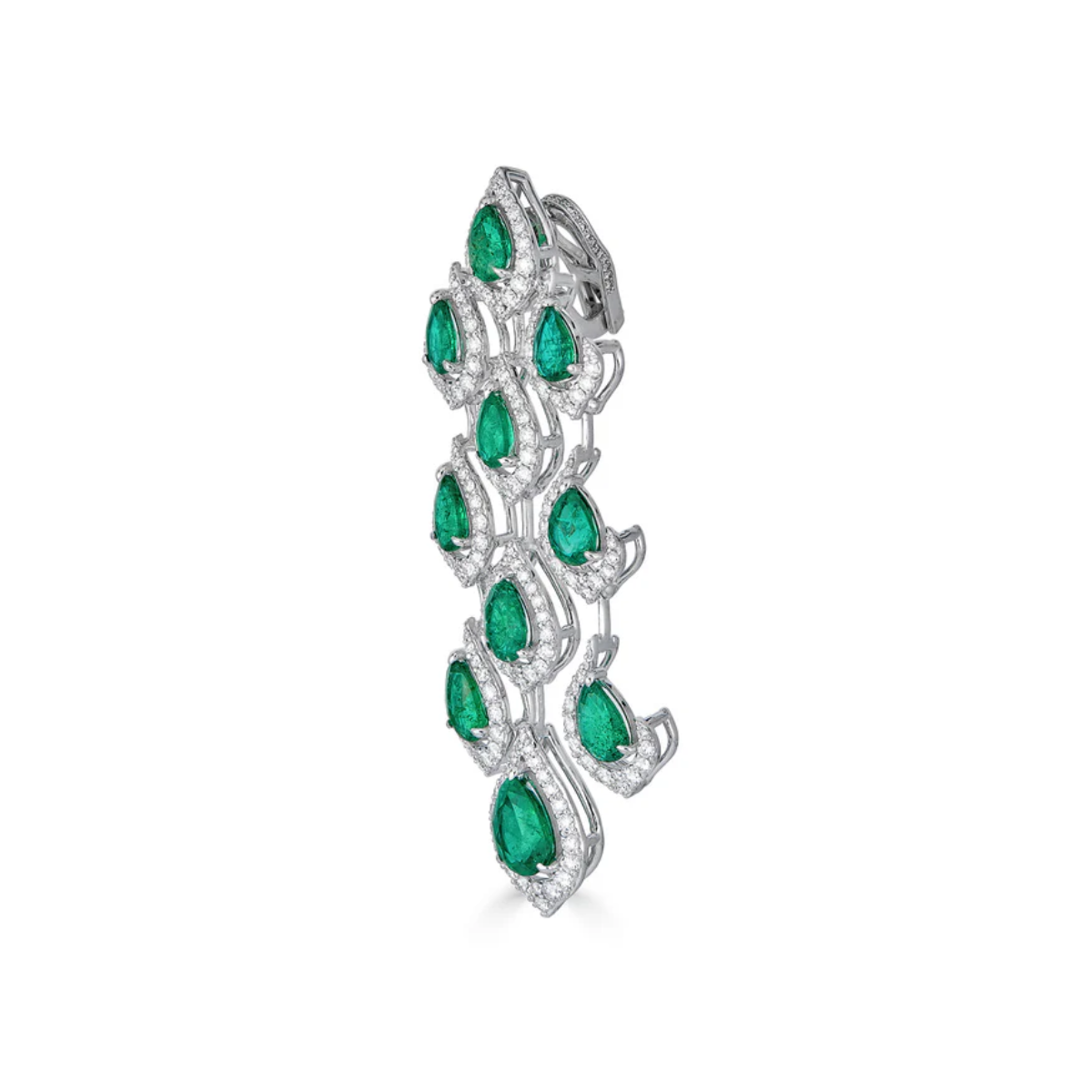 Diamond and Emerald Triple Drop Earring