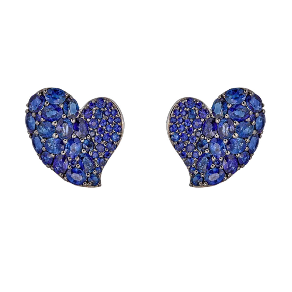 Medium Sapphire Wave Heart Earrings
