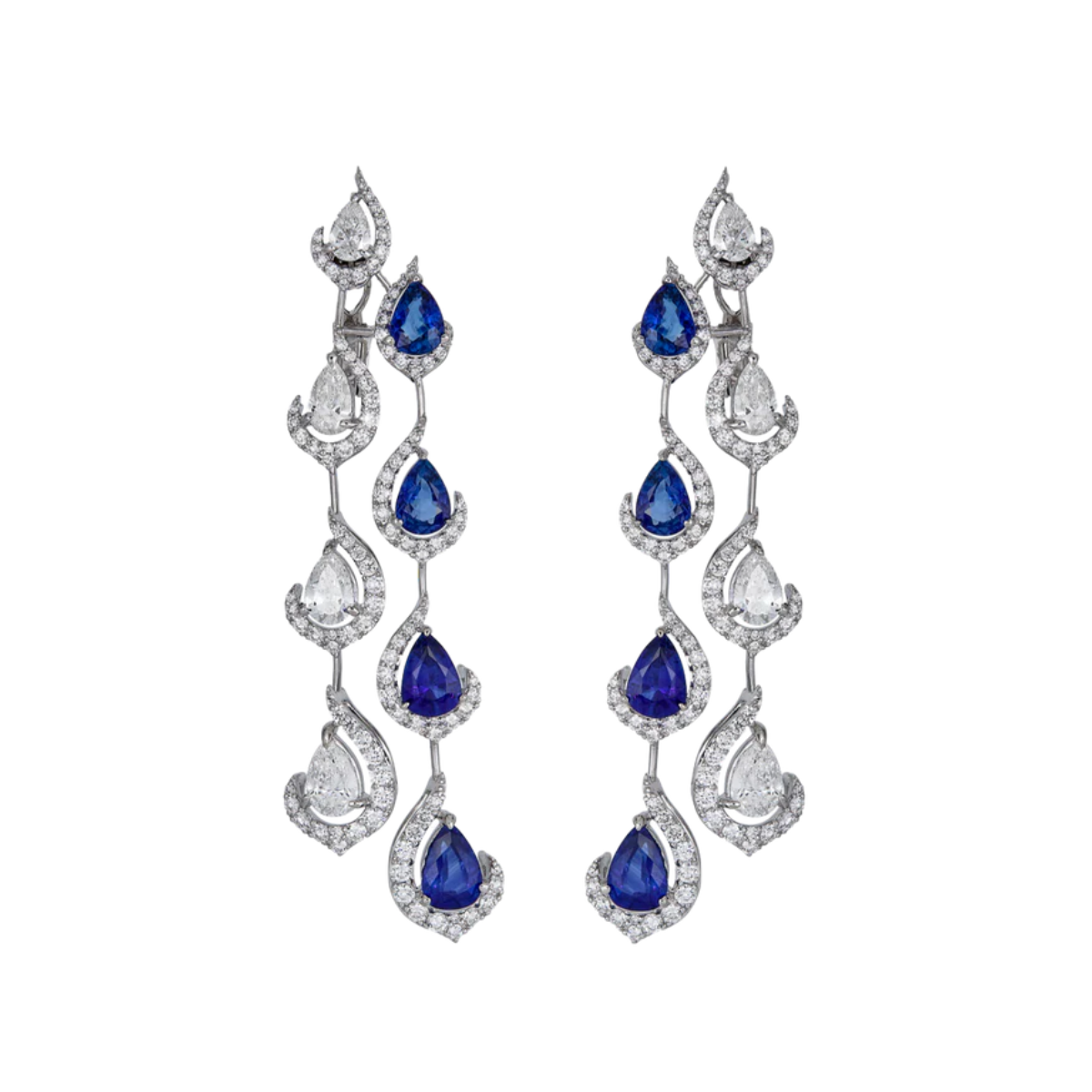Diamond and Sapphire Double Drop Earring