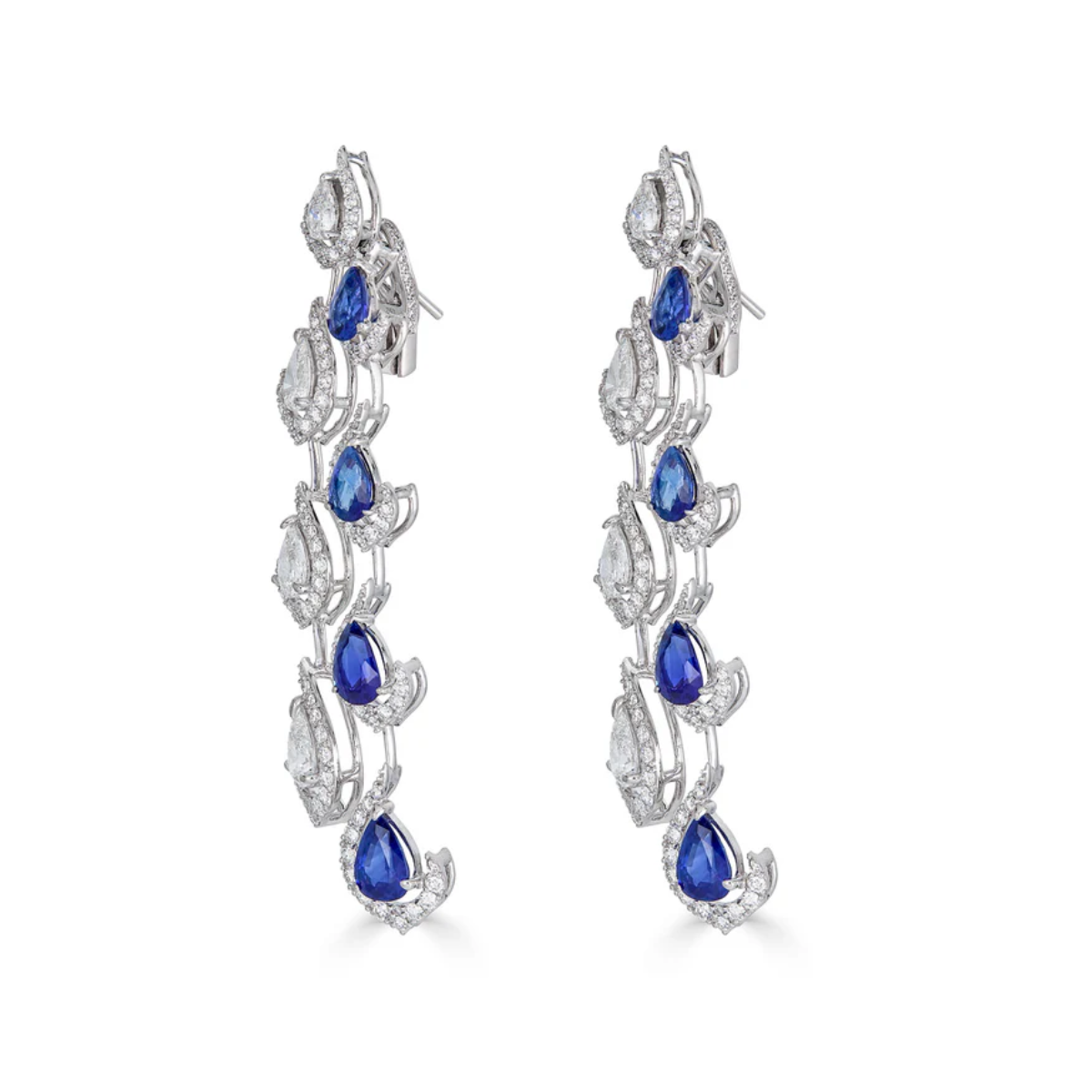 Diamond and Sapphire Double Drop Earring