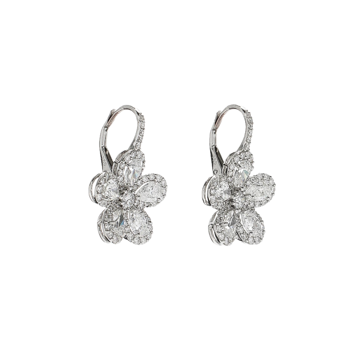 Classic Diamond Flower Drop Earring