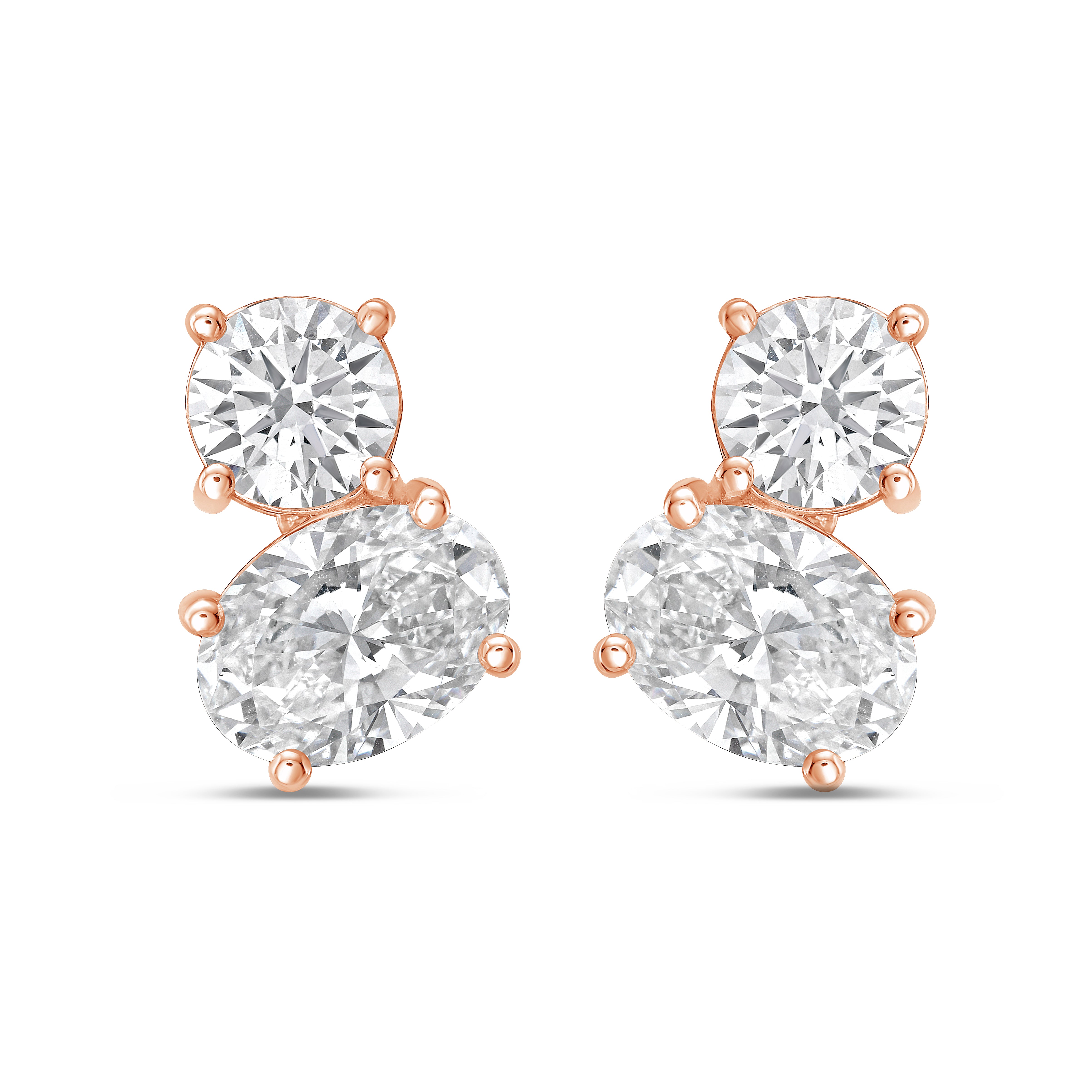 Lab Grown 2 Stone Earrings