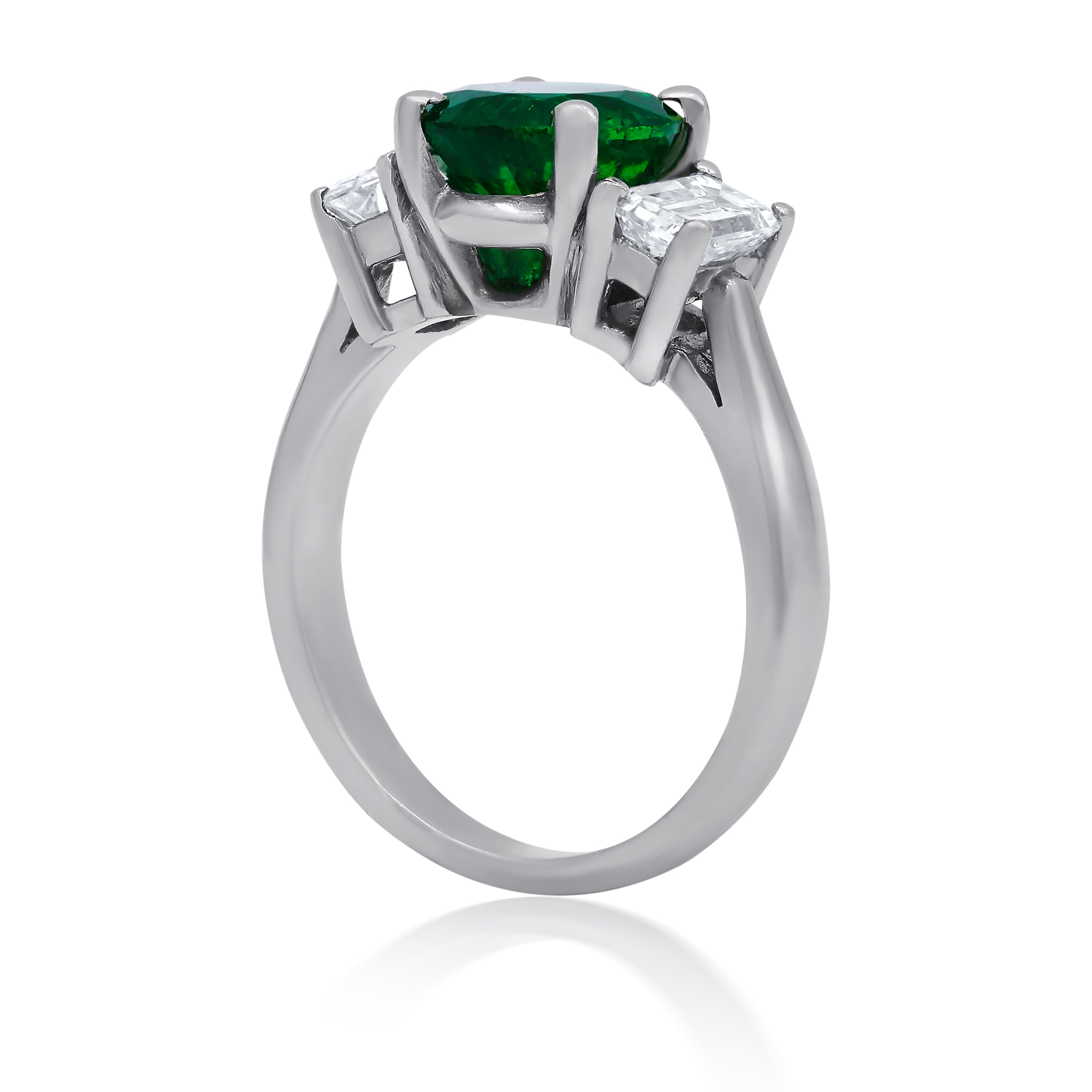 Diamond Emerald Three Stone Ring