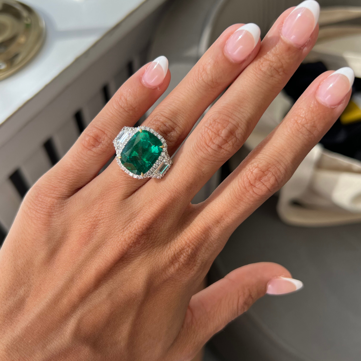 Emerald Halo Diamond Ring