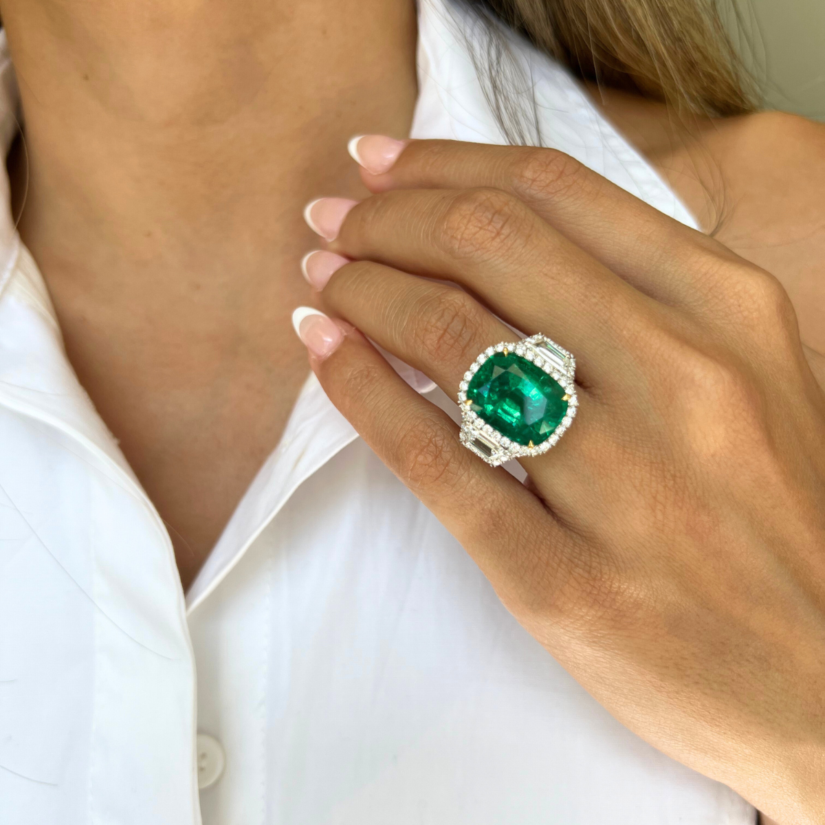 Emerald Halo Diamond Ring