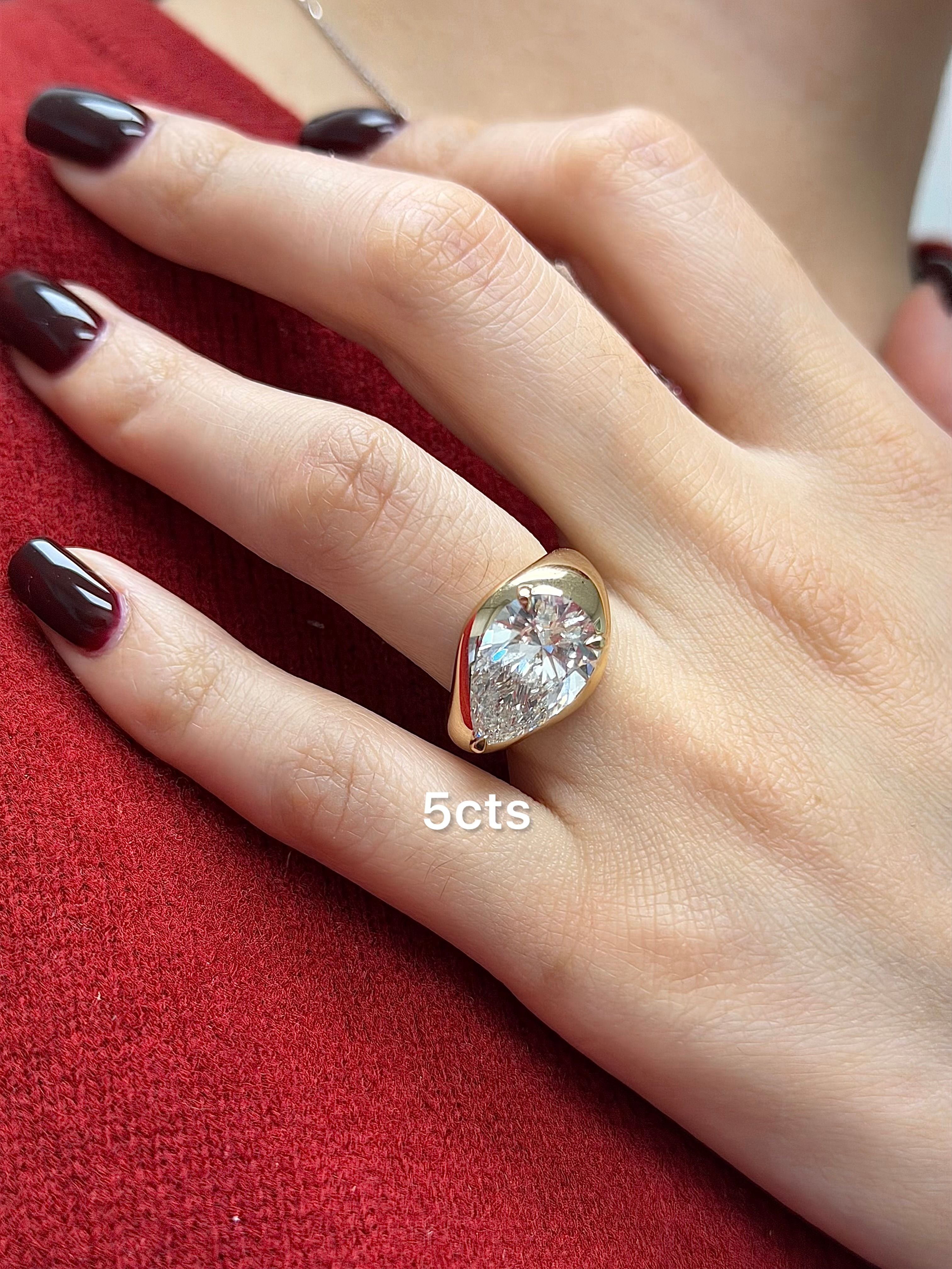 Lab Grown Pear Bypass Ring