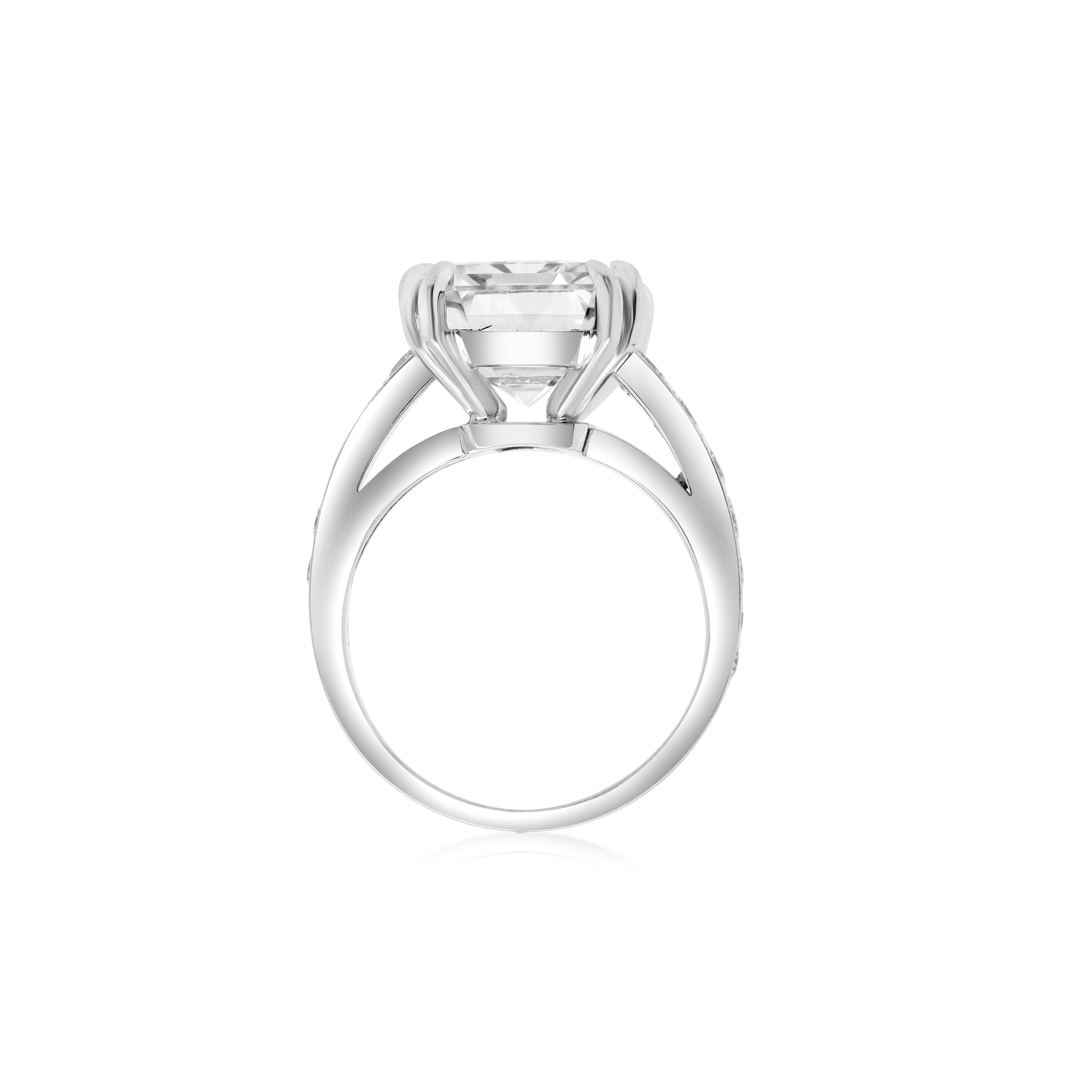 Lab Grown Emerald Cut Ring with Accented Band