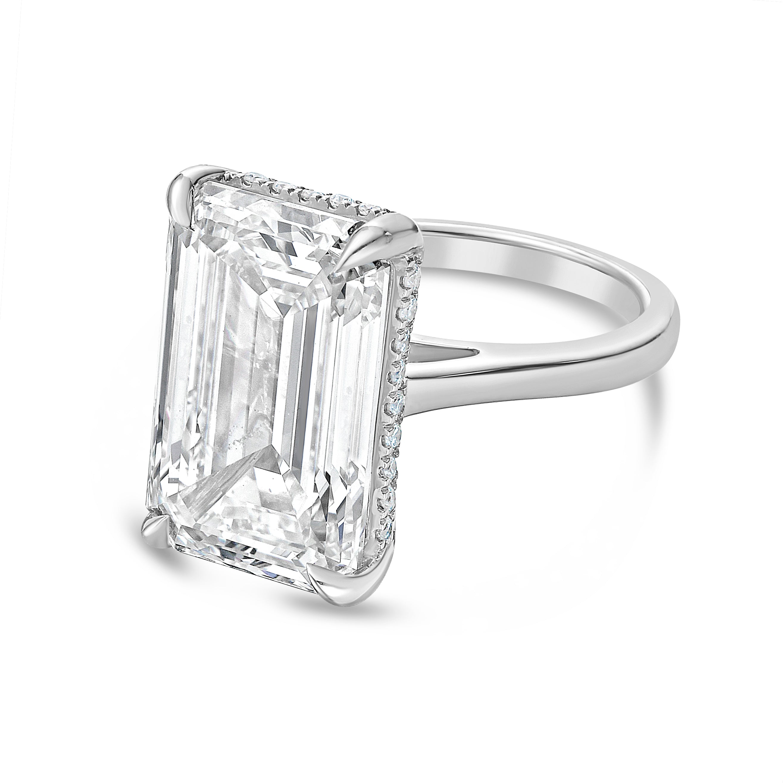 Lab Grown Emerald Cut Under Halo Ring
