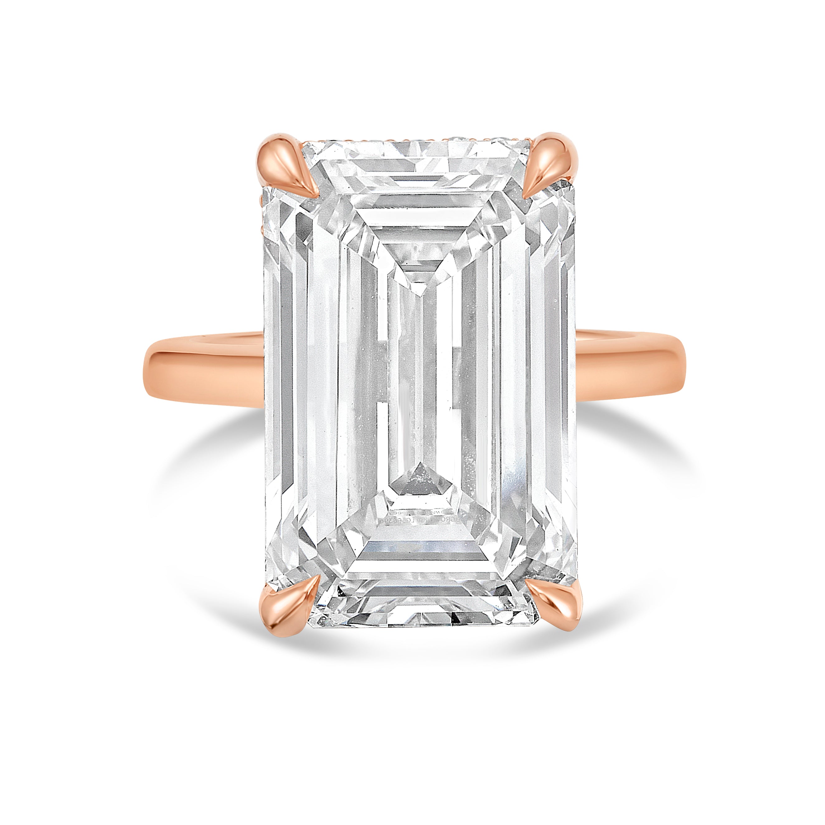 Lab Grown Emerald Cut Under Halo Ring