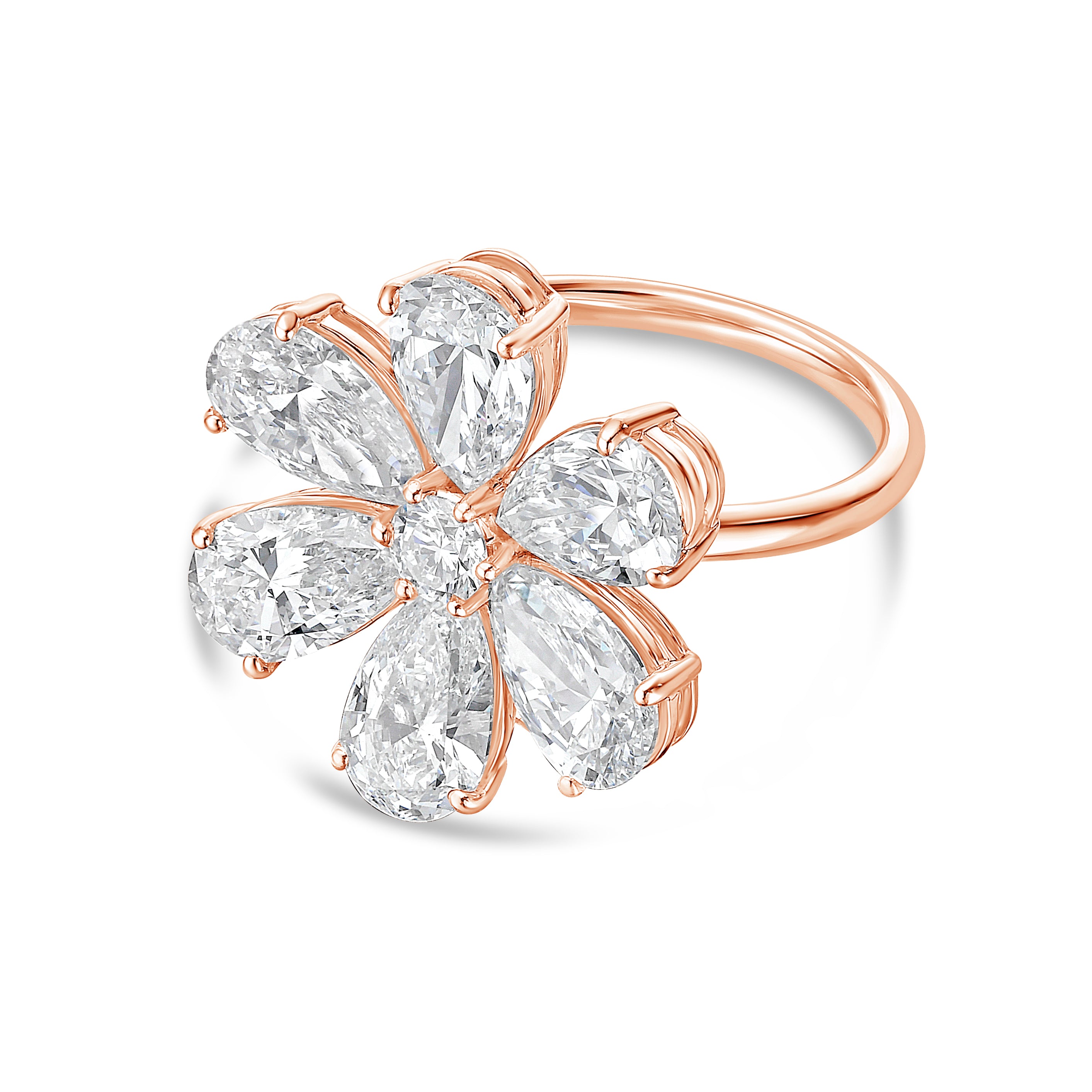 Pear Shape Diamond Flower Ring