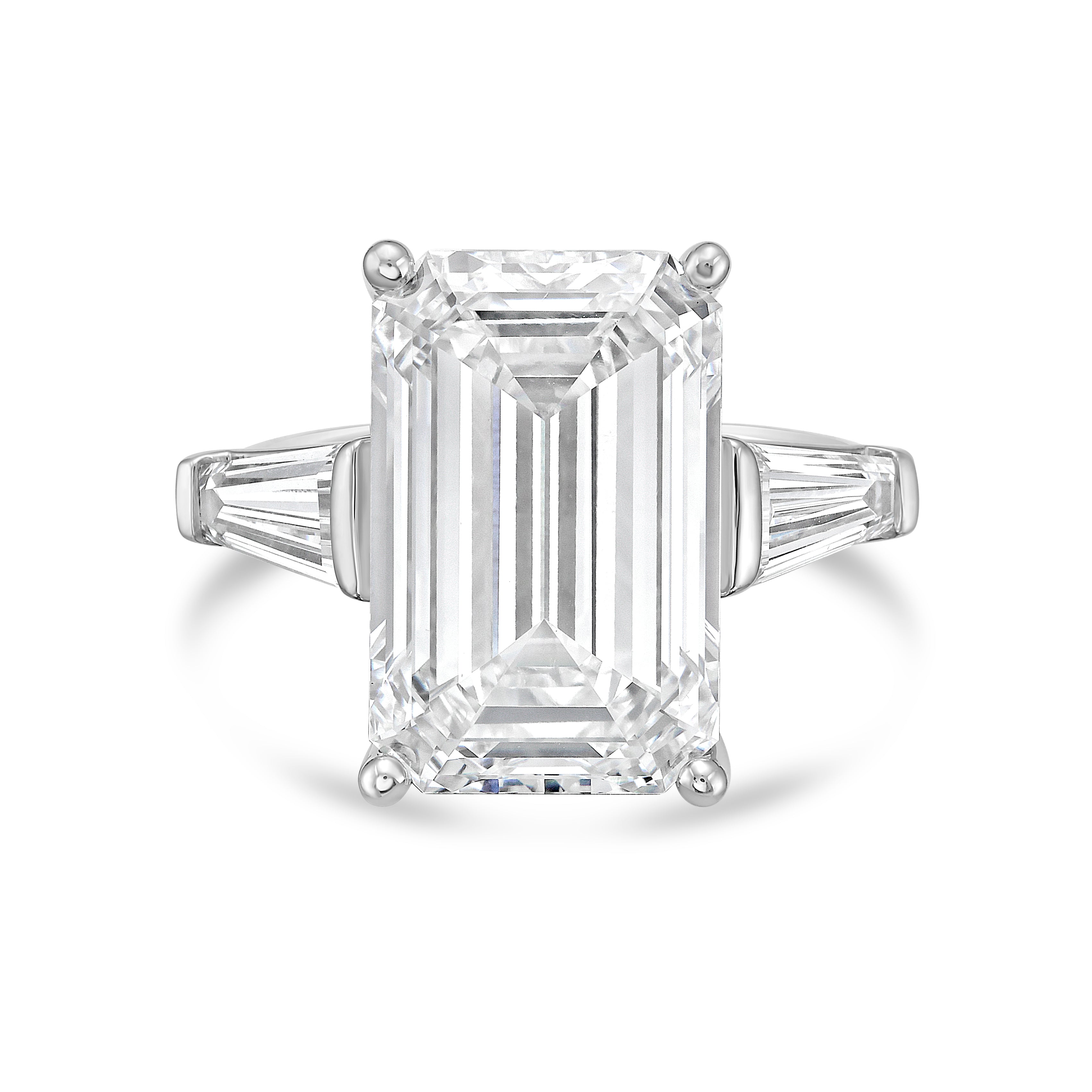 Lab Grown Emerald Cut Ring with Baguettes