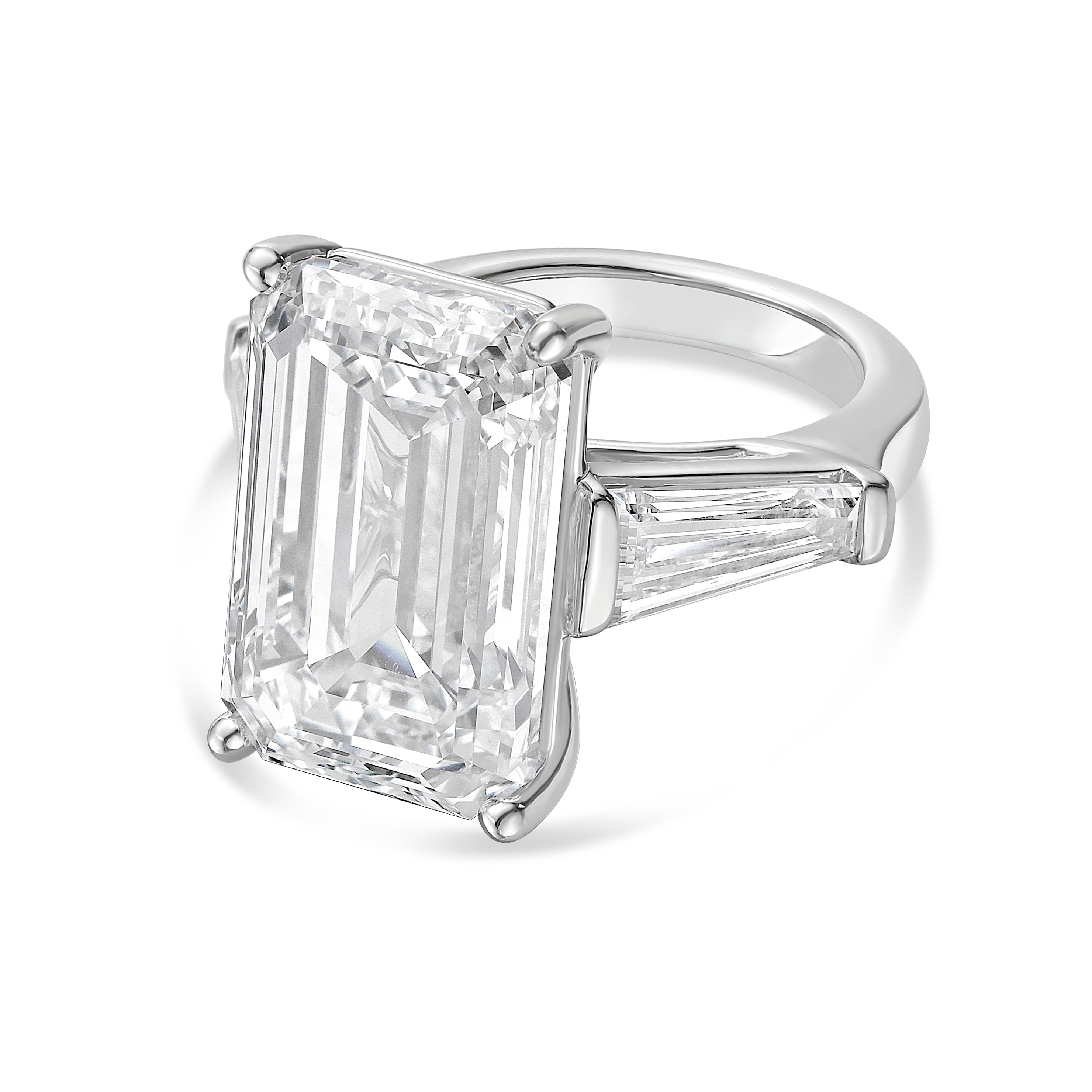 Lab Grown Emerald Cut Ring with Baguettes