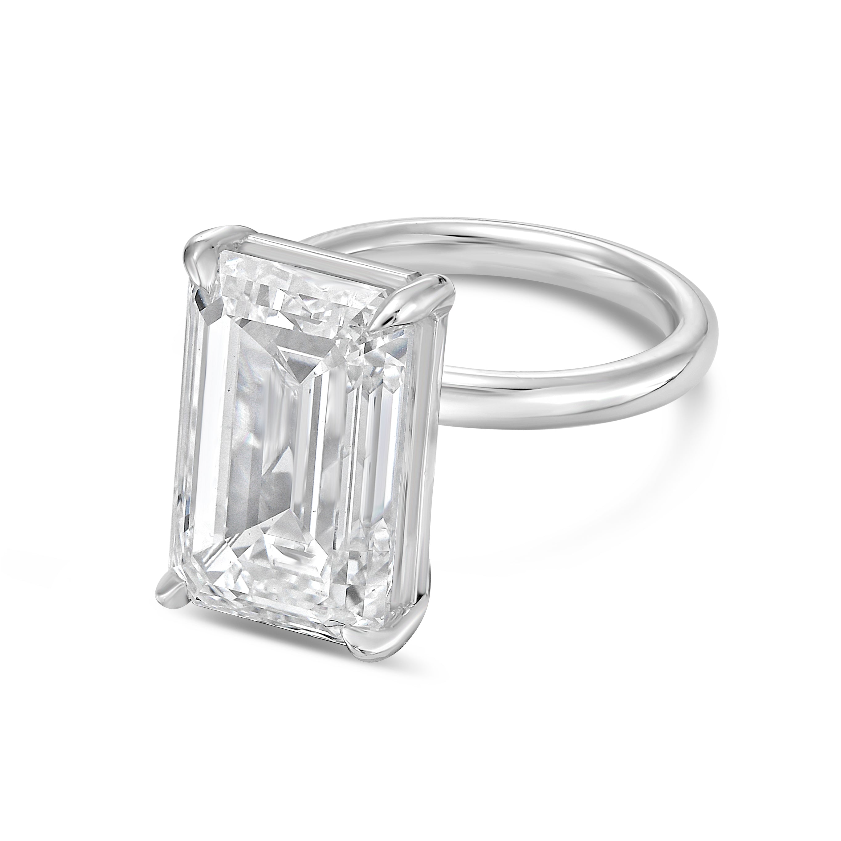 Lab Grown Emerald Diamond Solitaire Ring