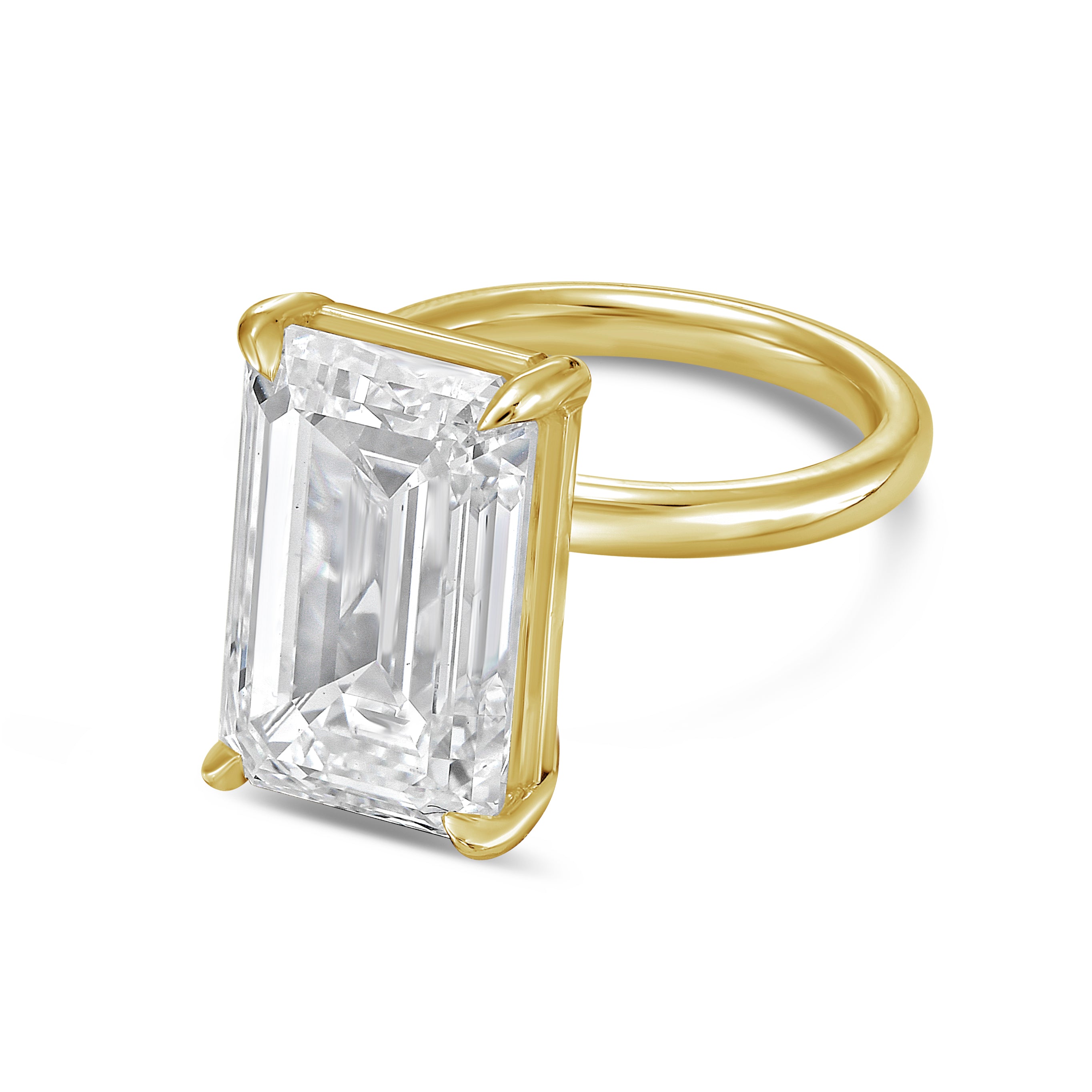 Lab Grown Emerald Diamond Solitaire Ring